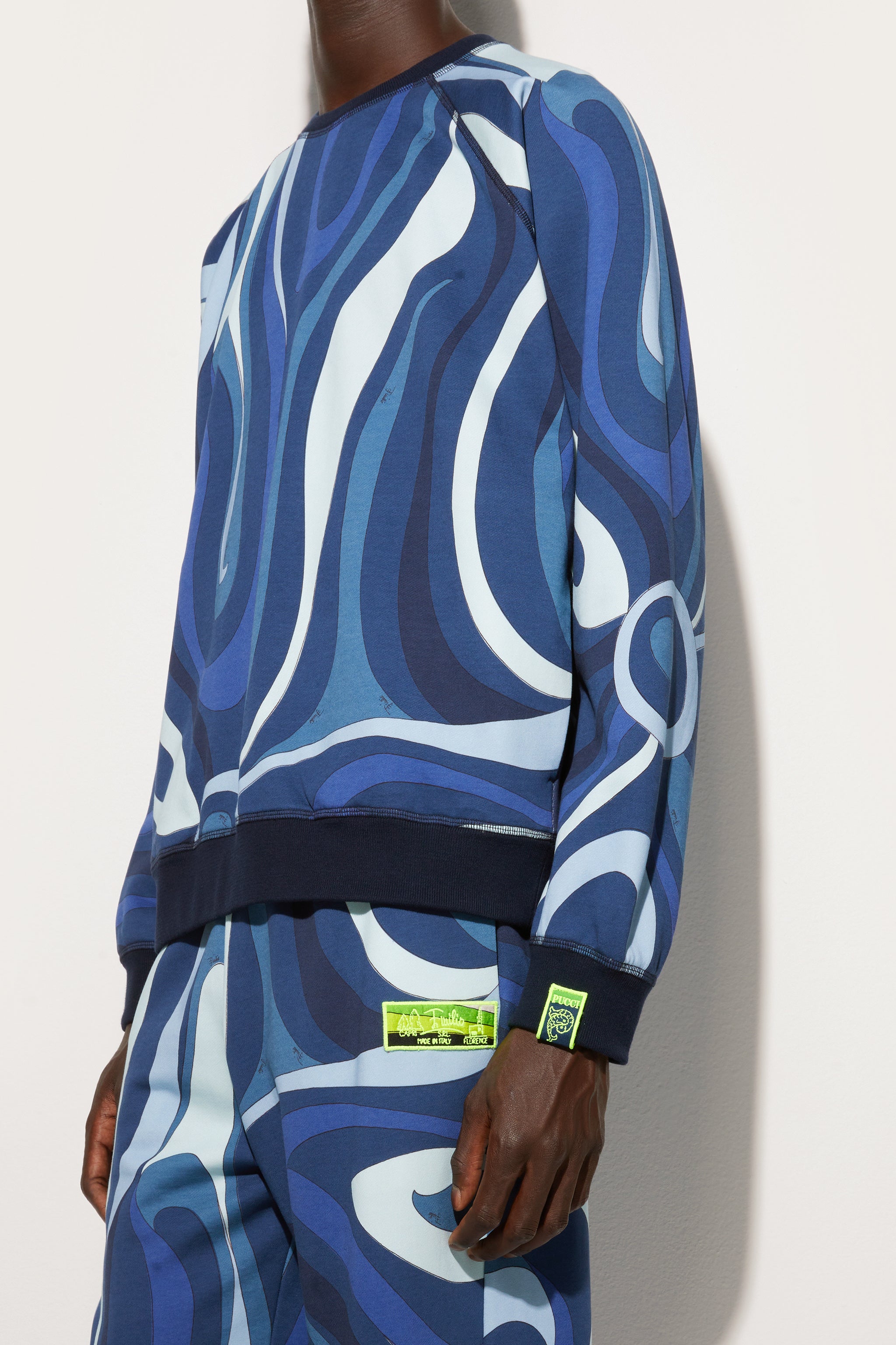 Emilio Pucci Felpa Marmo sweat indigo pile coton homme