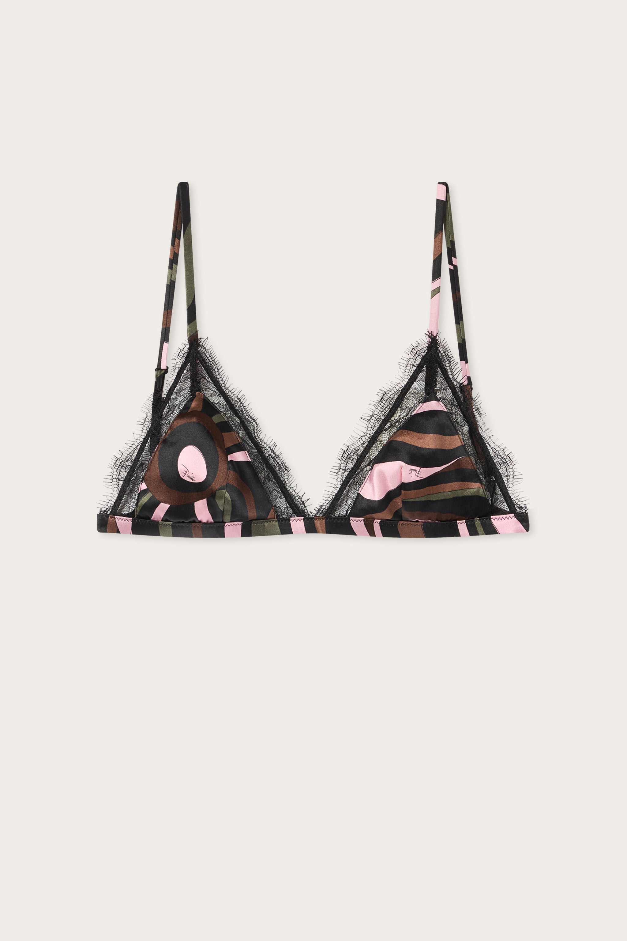 Emilio Pucci Marmo Bralette soie kaki rose XS