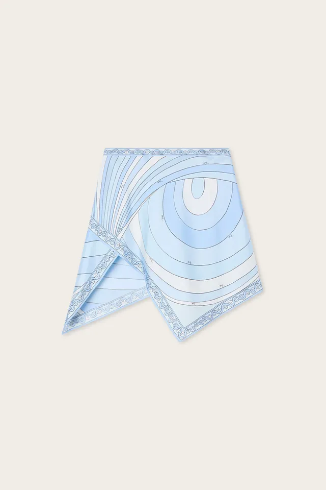 Emilio Pucci jupe Iride soie bleu clair foulard 38