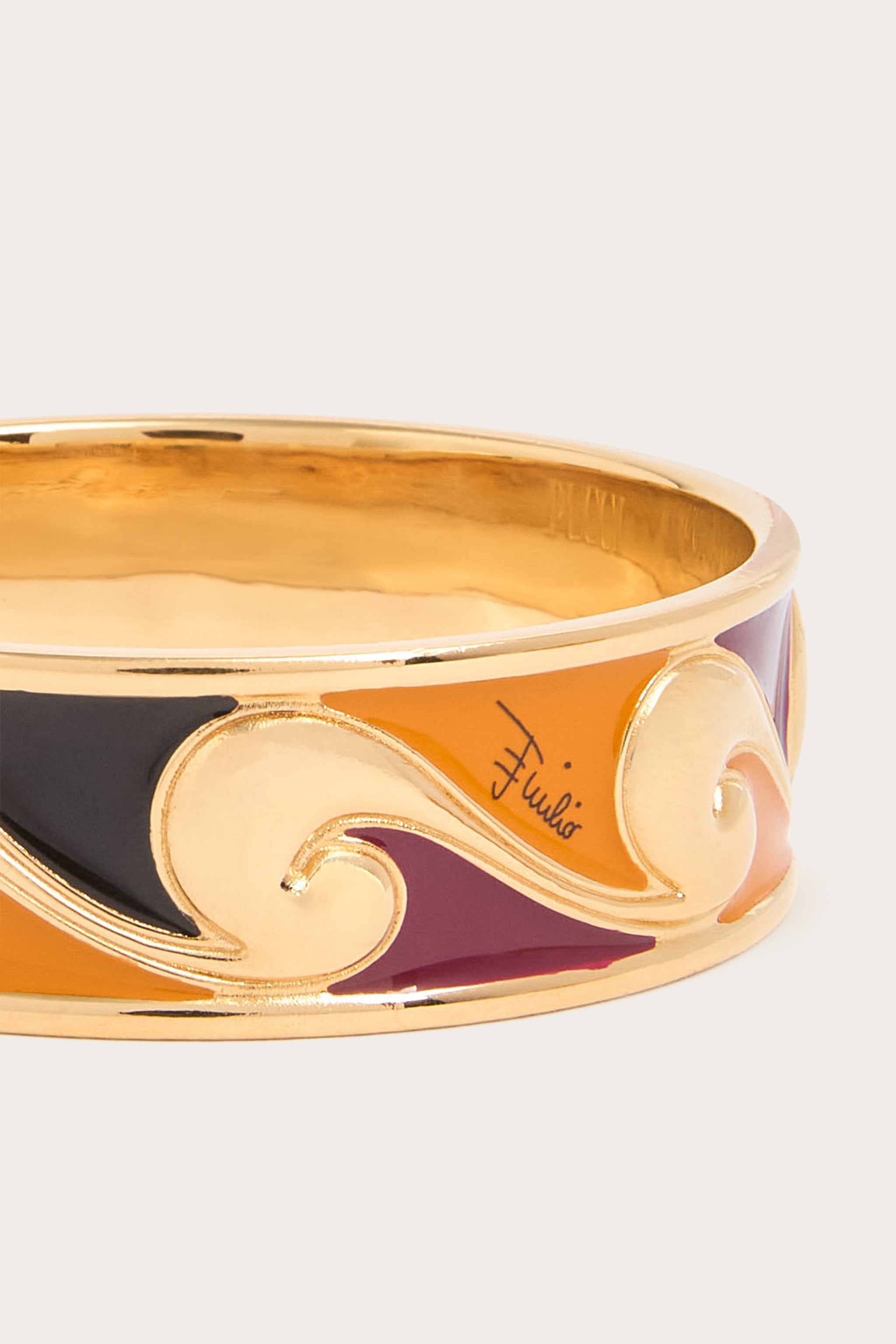 Emilio Pucci Bracelet Rigide Laiton Doré Émail OS