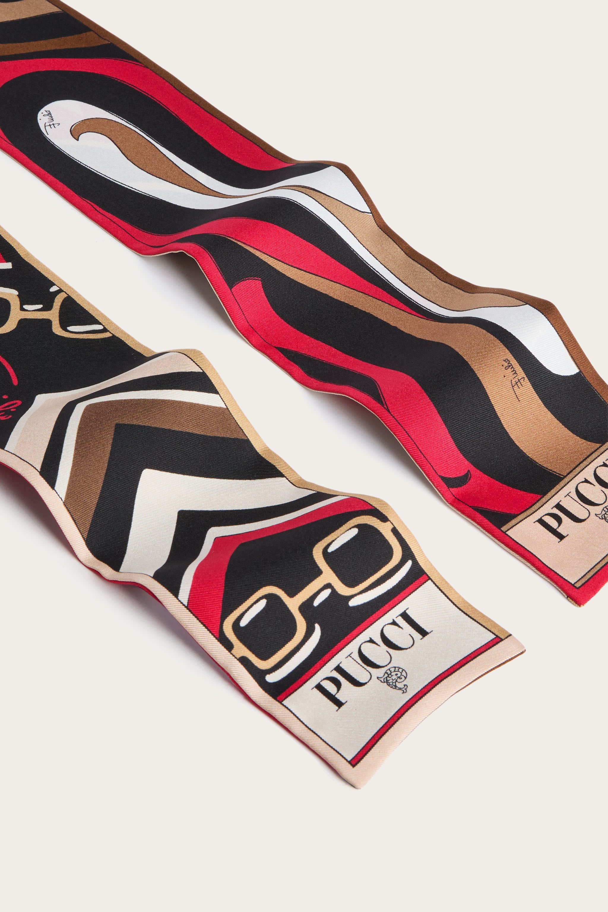 Emilio Pucci Silks foulard soie gold red 8x160 cm