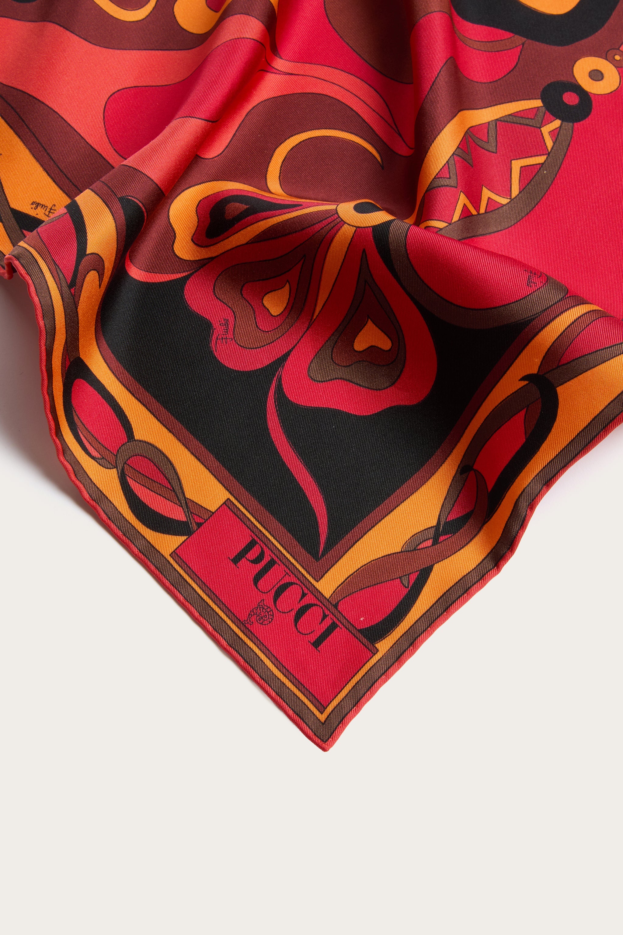Emilio Pucci SILKS carré soie Orchidee orange noir 90x90