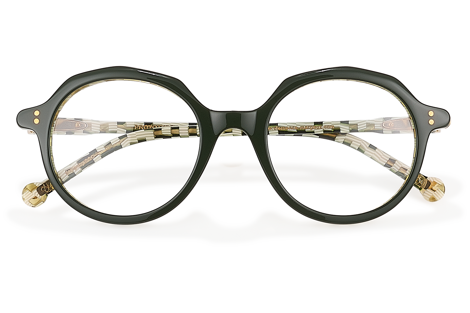 Clémence & Margaux La Damier lunettes de vue ronde noir marbré