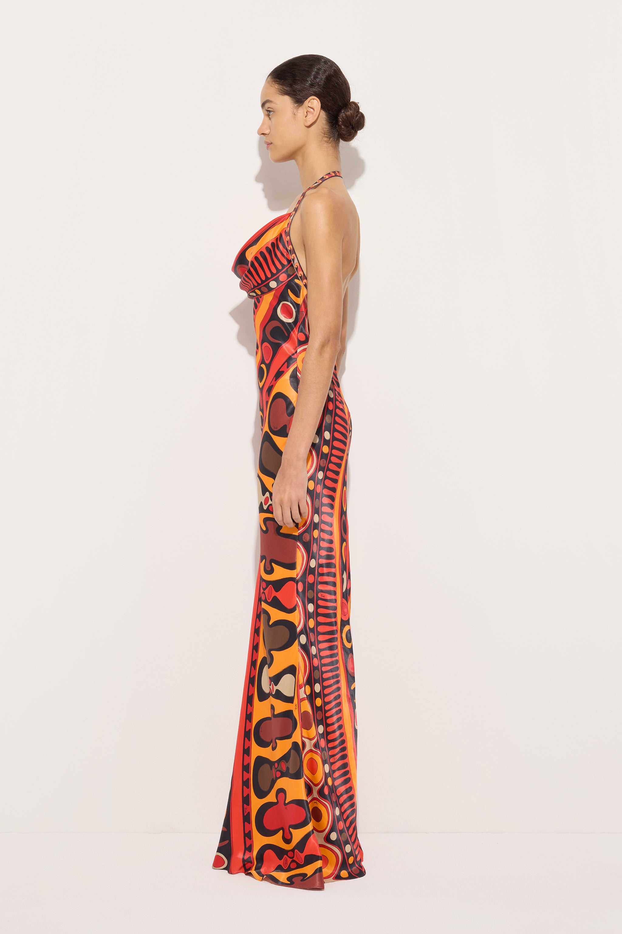 Emilio Pucci DRESSES Soleil robe longue orange satin dos nu