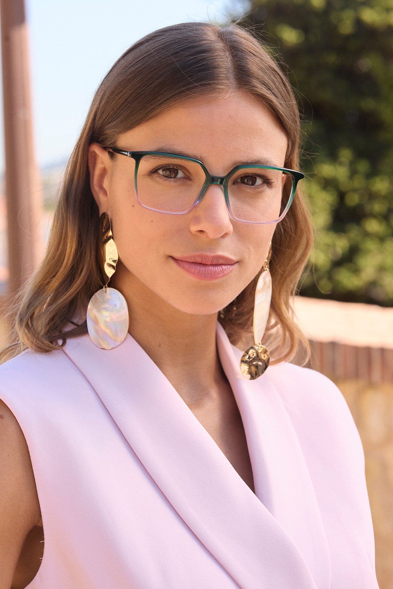 Clémence & Margaux La Plume lunettes de vue brun rose carrée