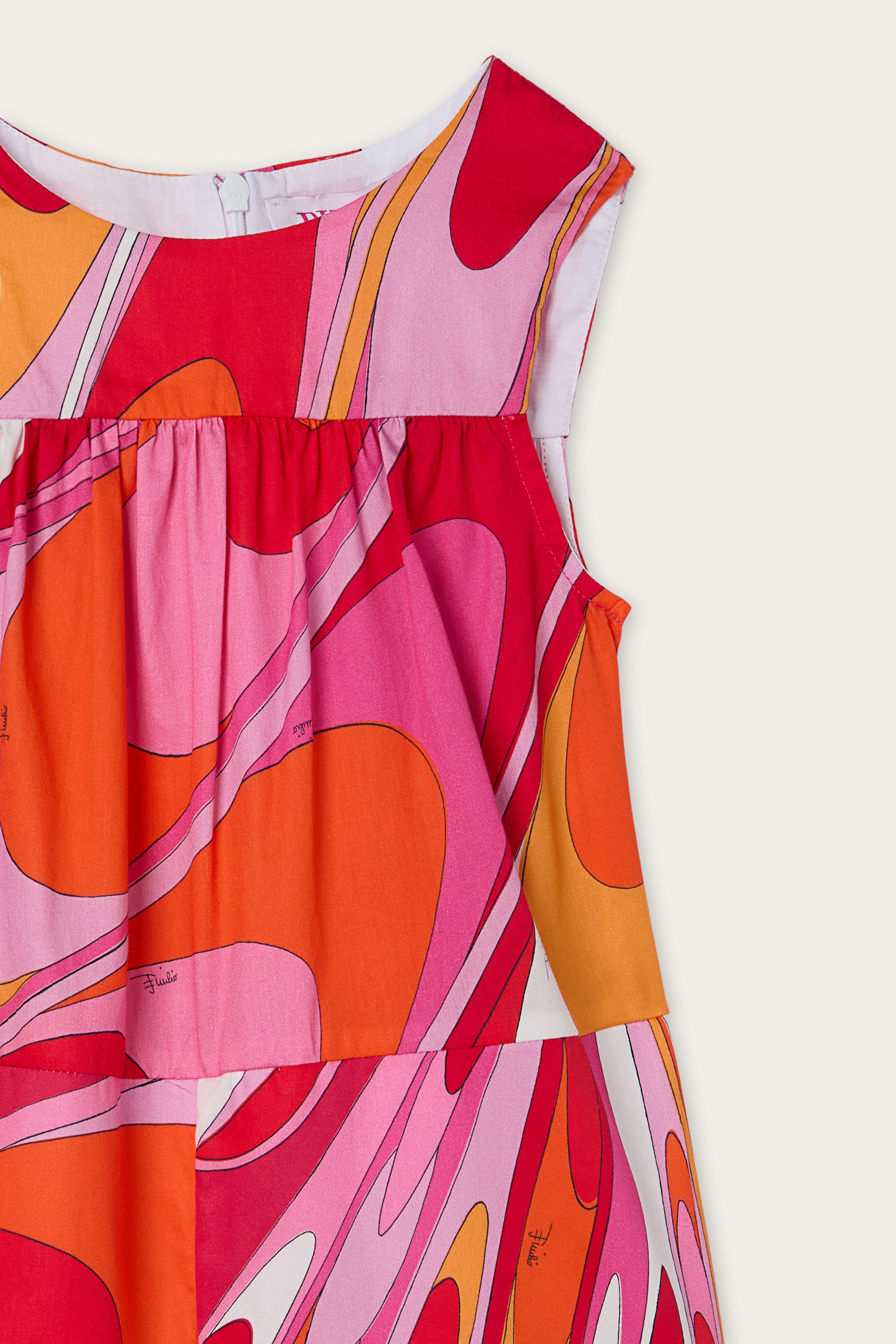 Emilio Pucci salopette coton Onde rose orange fille