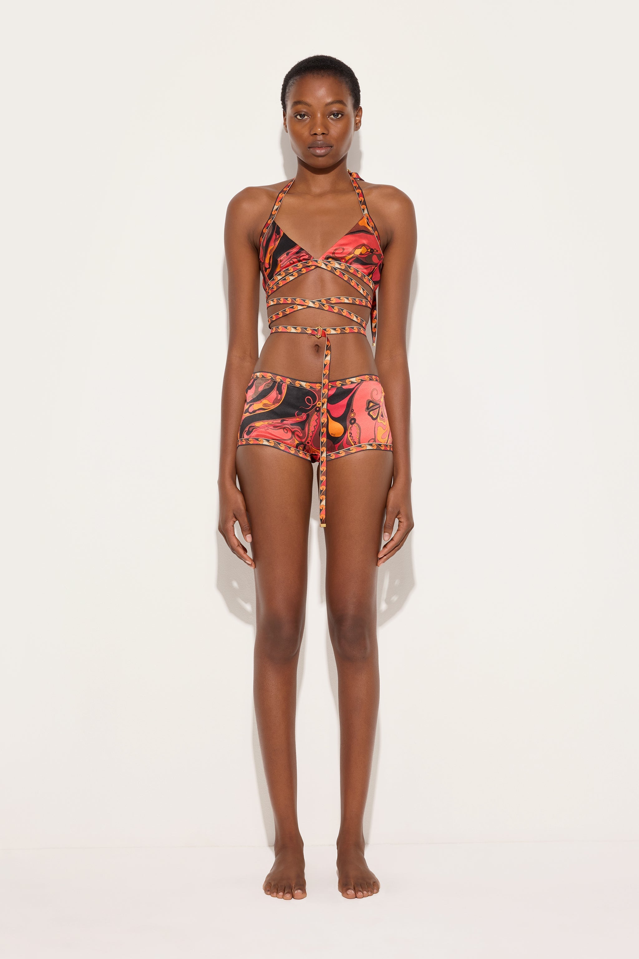 Emilio Pucci Orchidee Haut en soie orange/noir
