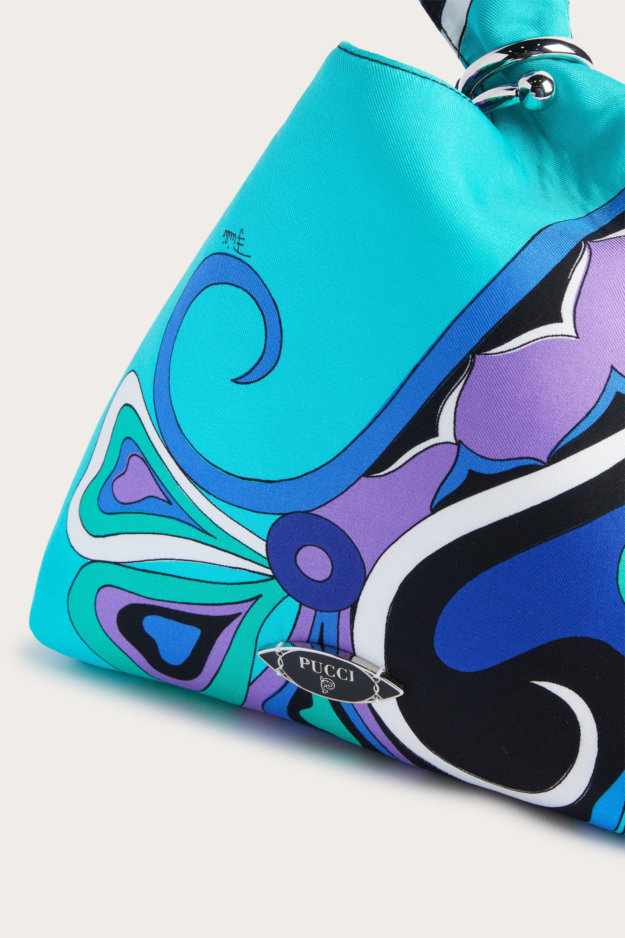 Emilio Pucci Borsa Emilio Pochette Soie Turquoise Bleu OS
