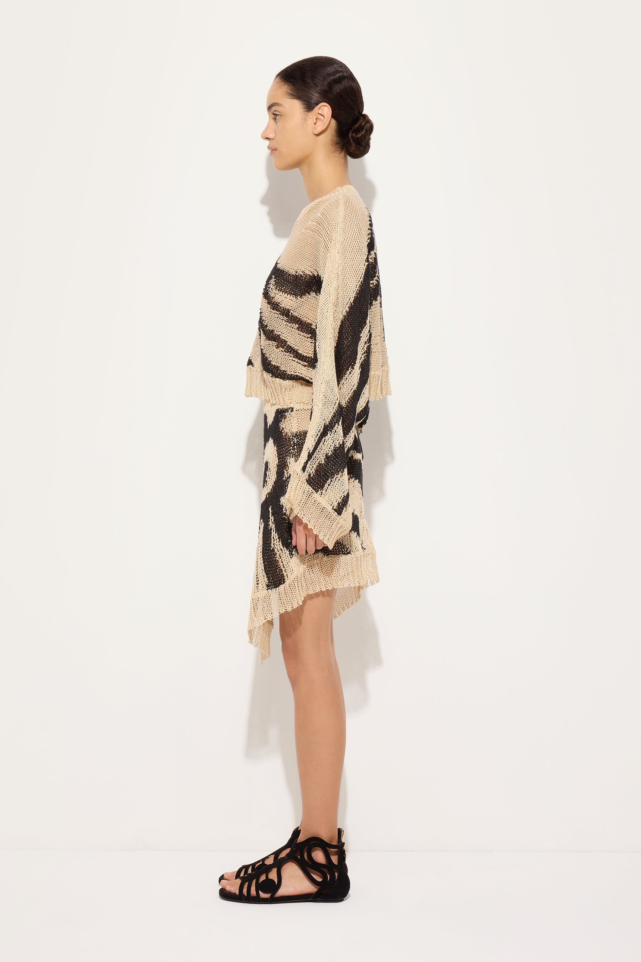 Emilio Pucci Marmo jupe lin corda nero S asymétrique