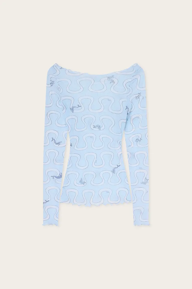 Emilio Pucci Top haut tulle Onda bleu clair 38
