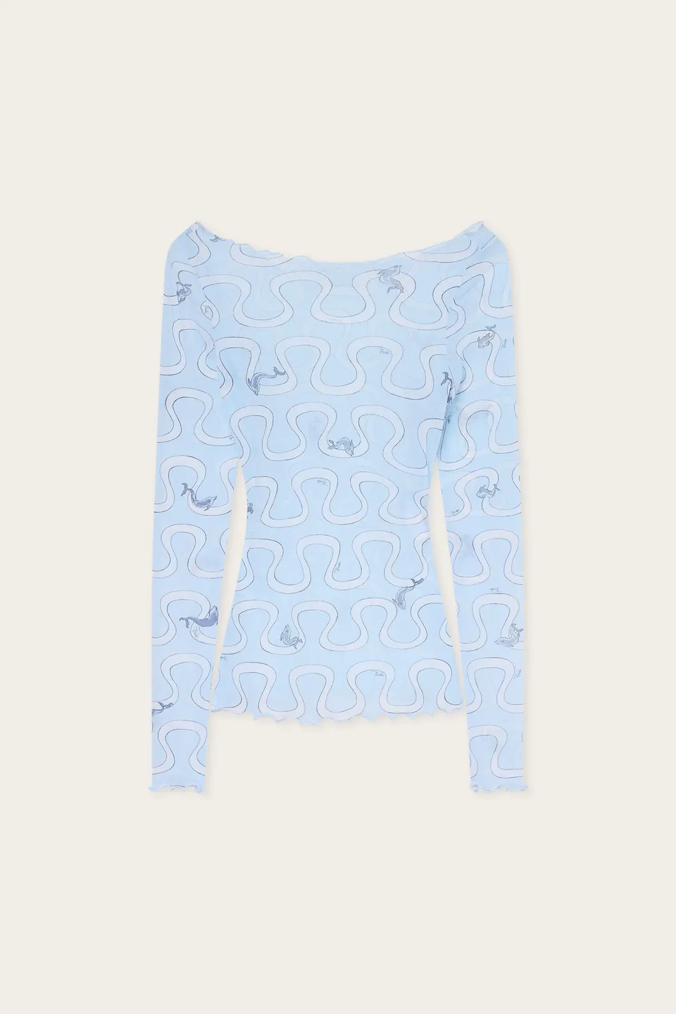 Emilio Pucci Top haut tulle Onda bleu clair 38