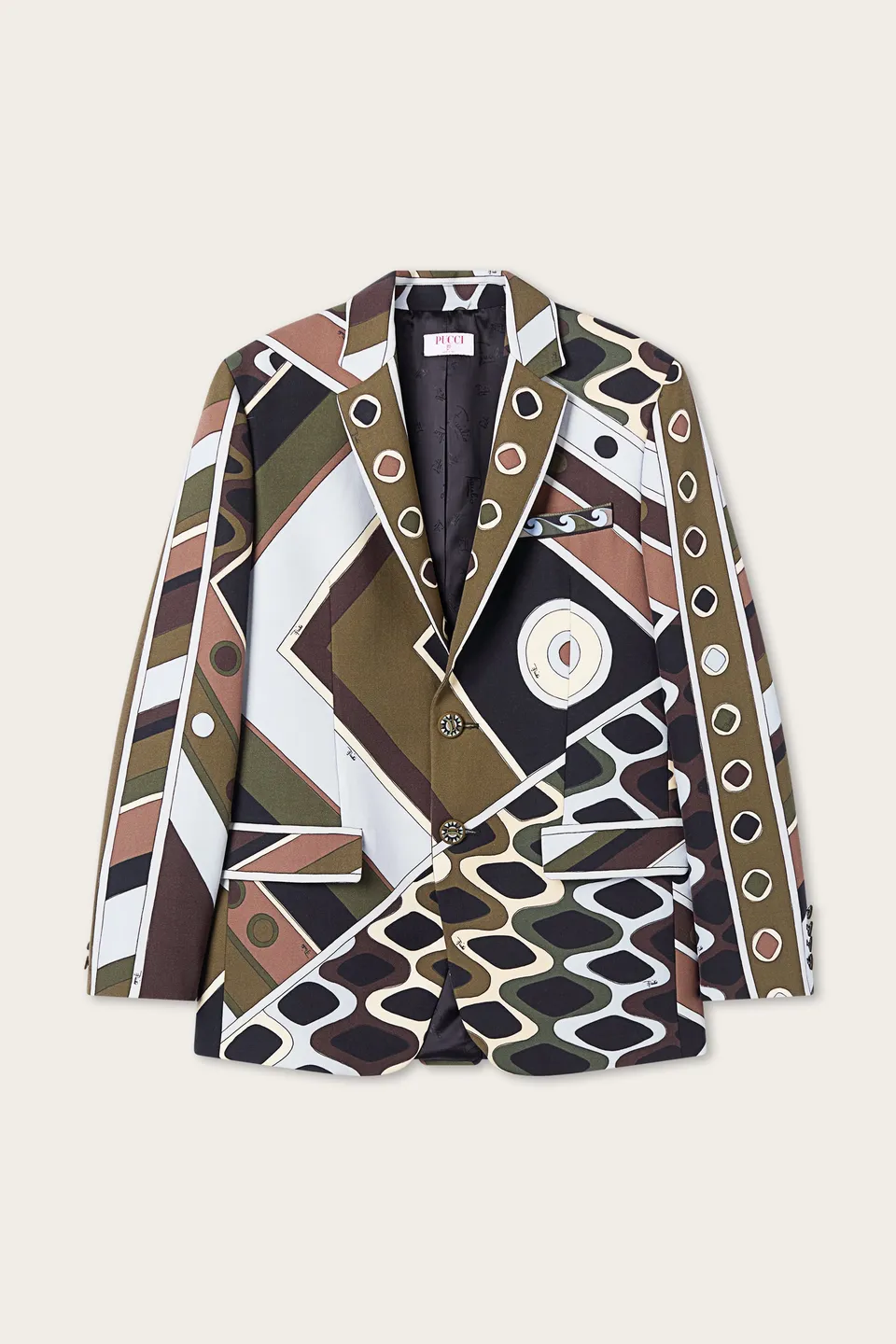 Emilio Pucci Vivara veste laine oversize kaki bleu