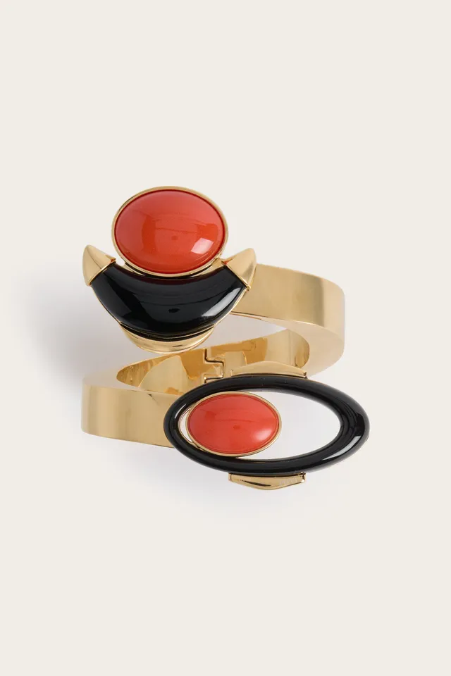 Emilio Pucci bracelet jonc or rigide résine L'ALBA taille unique