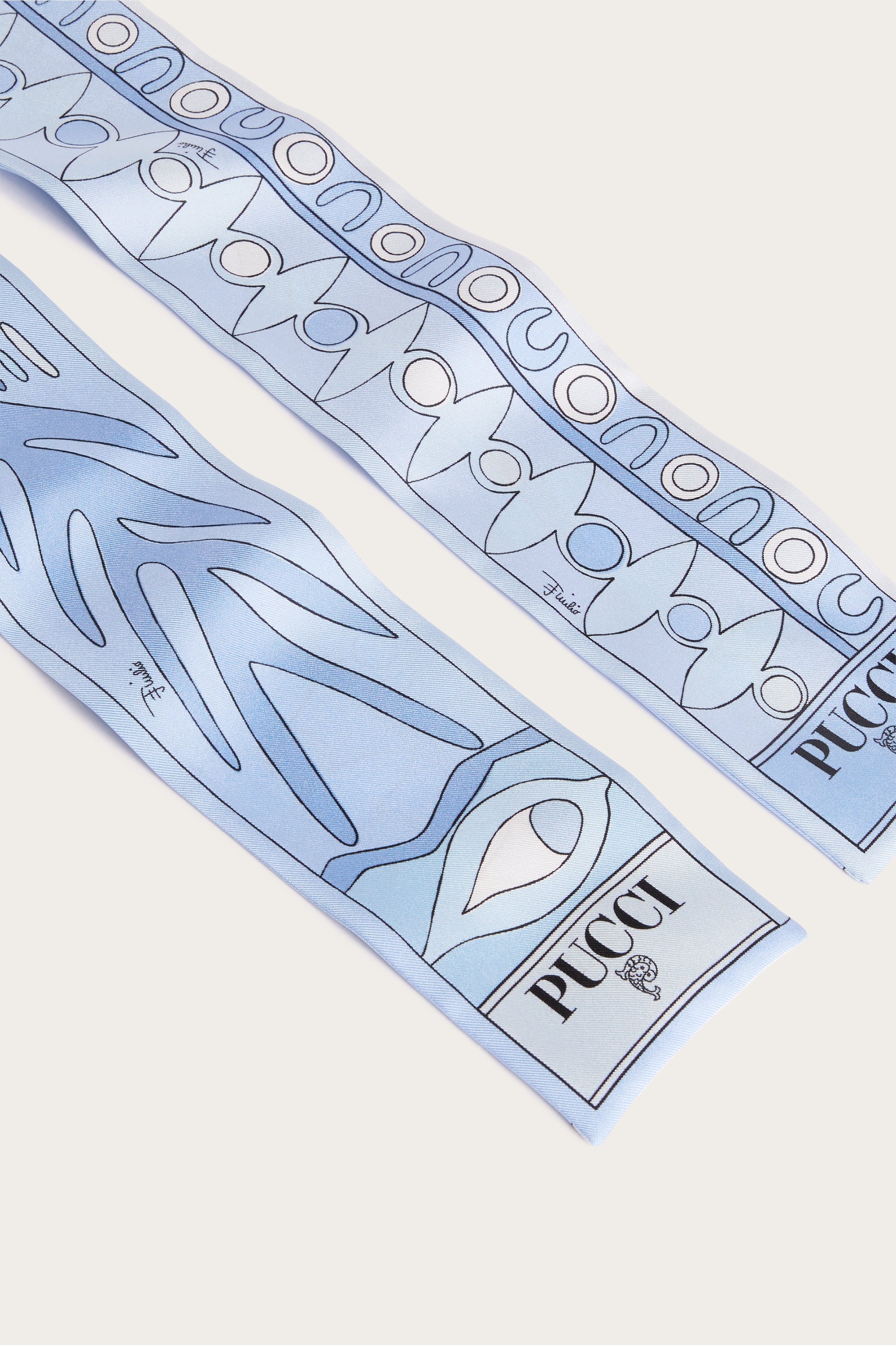 Emilio Pucci Foulard Soie Twill Femme Bleu Clair 8x160
