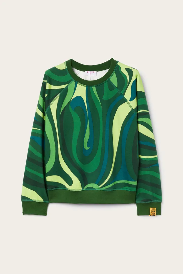 Emilio Pucci Marmo Sweat Polaire Coton Vert S