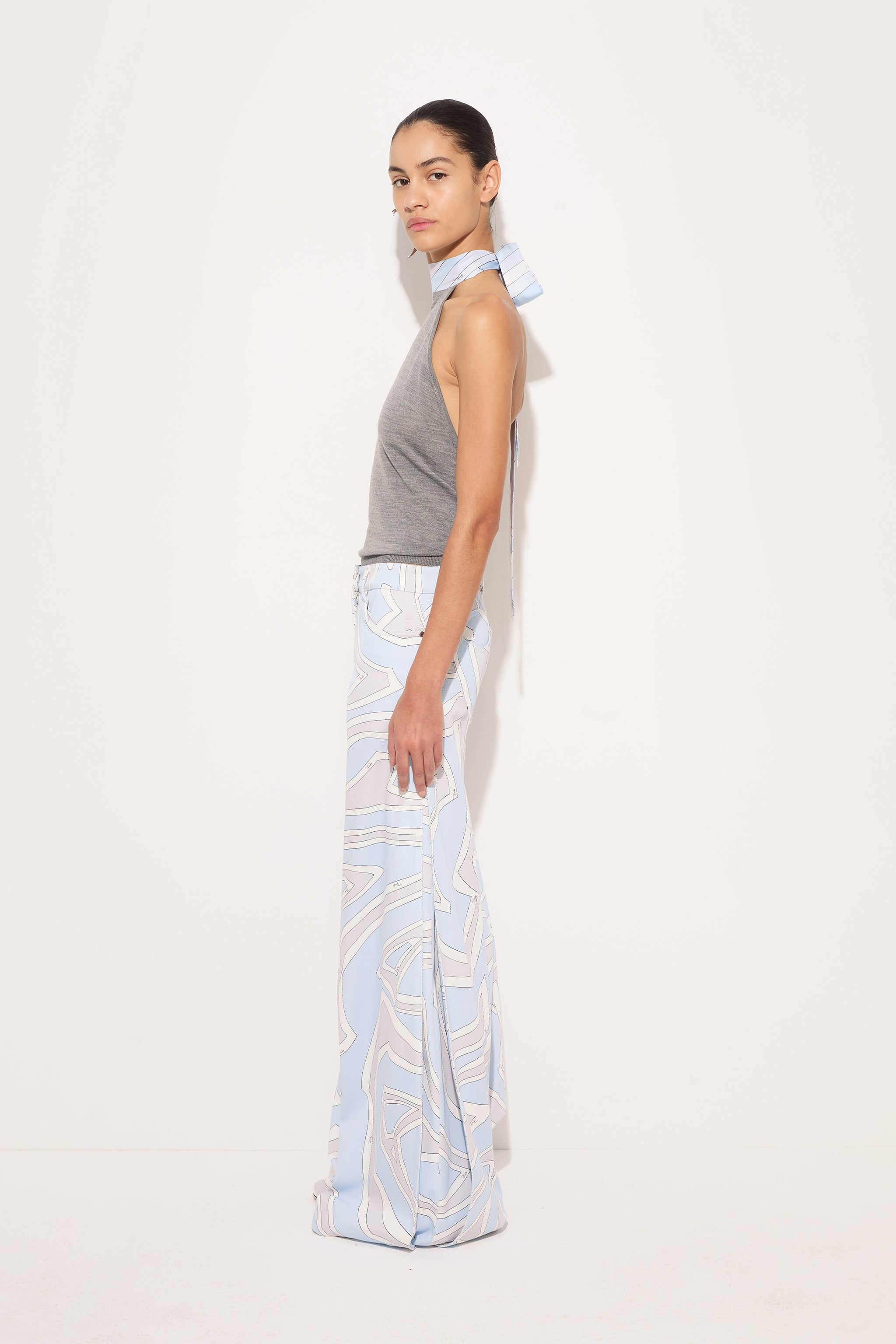 Emilio Pucci Top Laine top gris foulard soie superfine