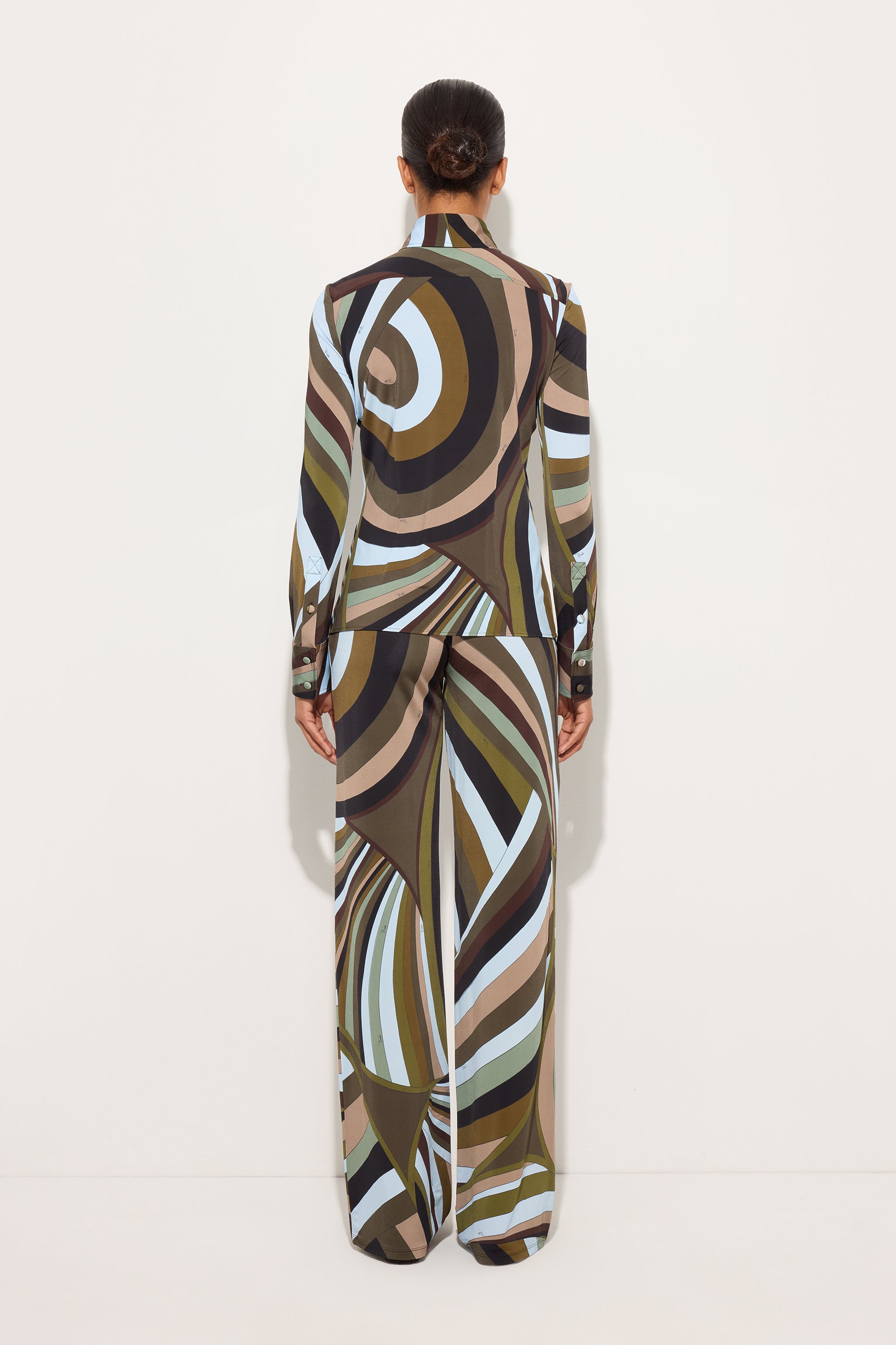Emilio Pucci Iride pantalon kaki bleu taille 38 satin