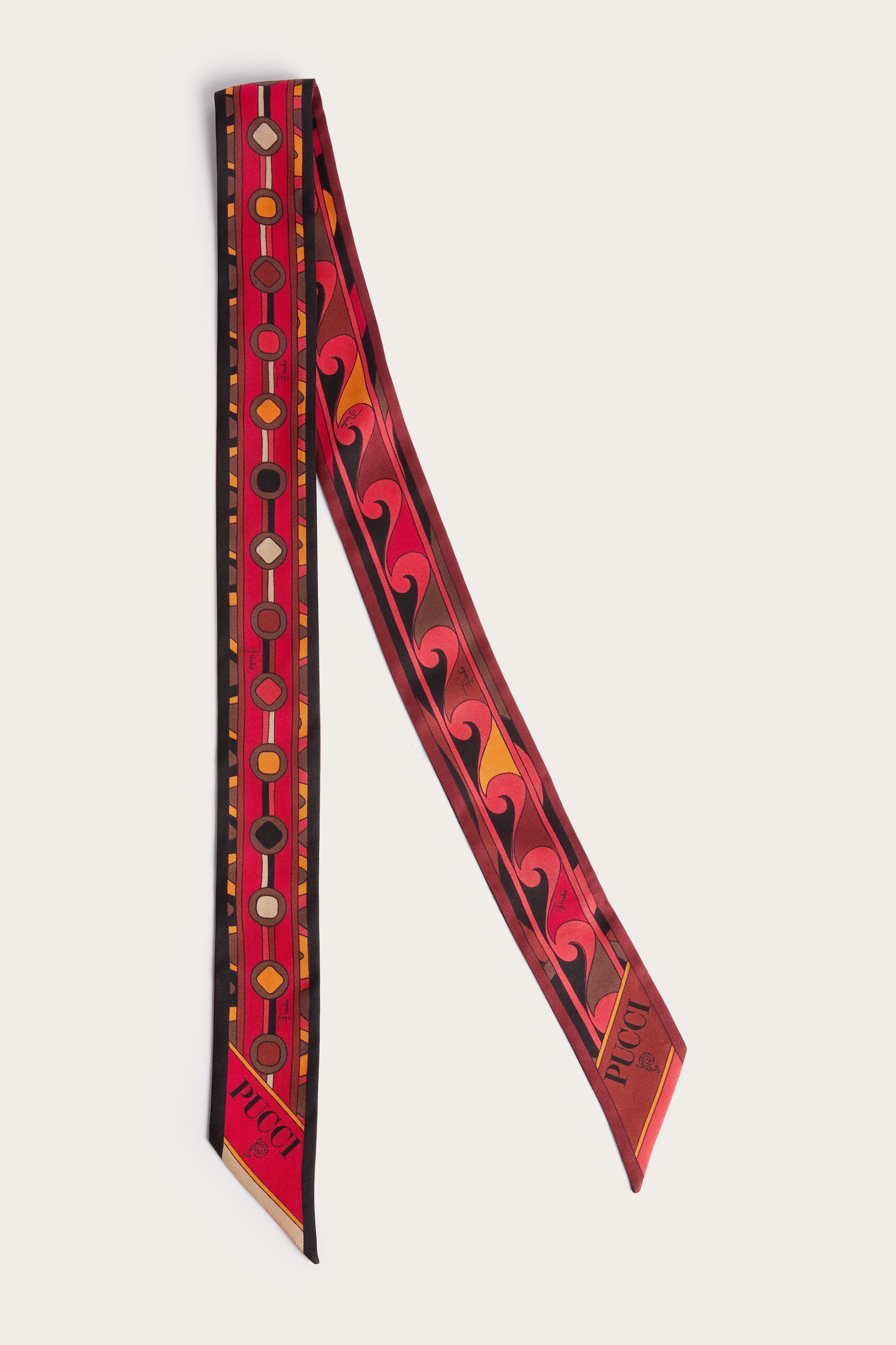 Emilio Pucci Mix foulard soie orange noir 120 cm