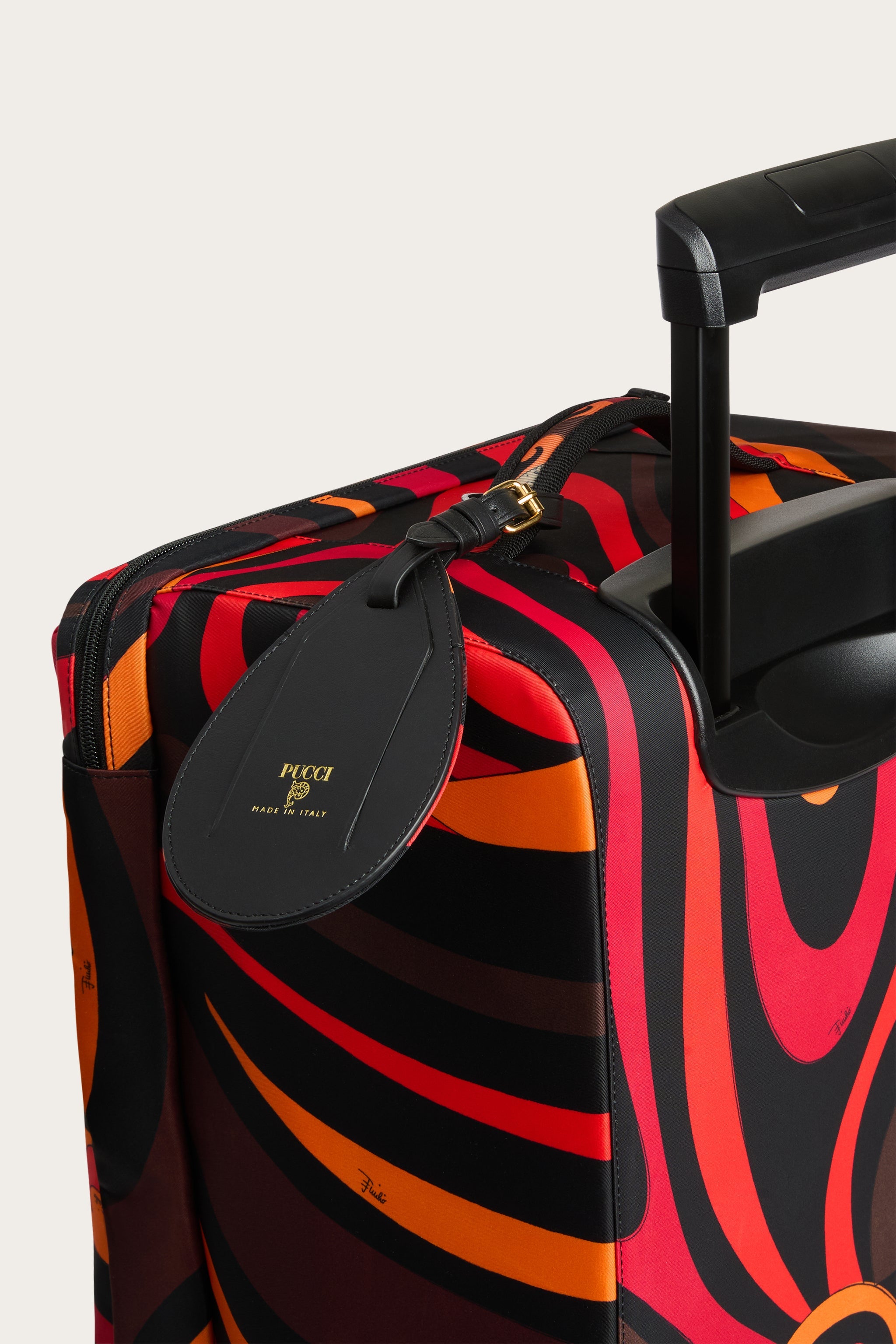 Emilio Pucci Marmo porte-nom valise nylon orange noir
