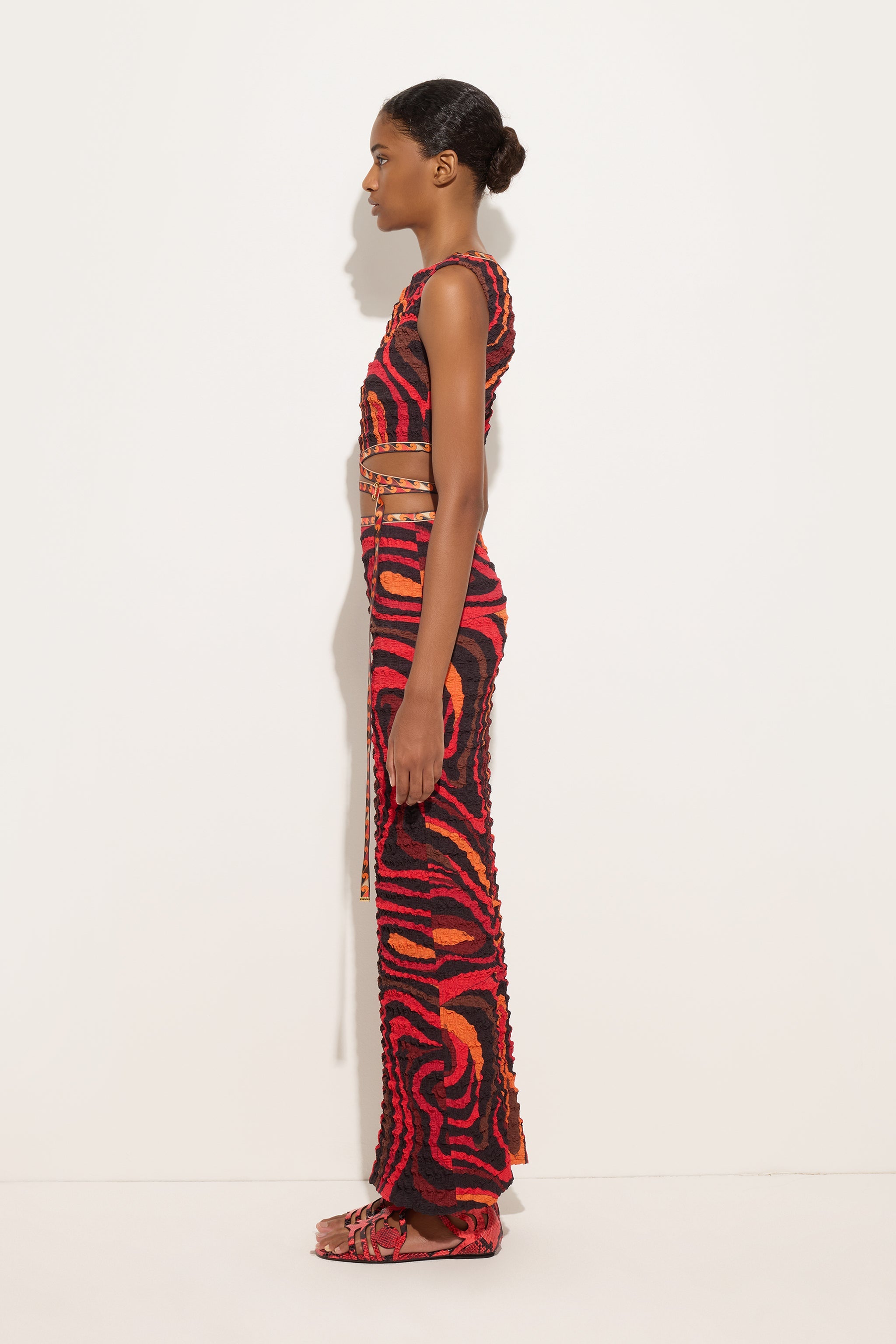 Emilio Pucci Marmo top femme orange noir shibori 100% polyester