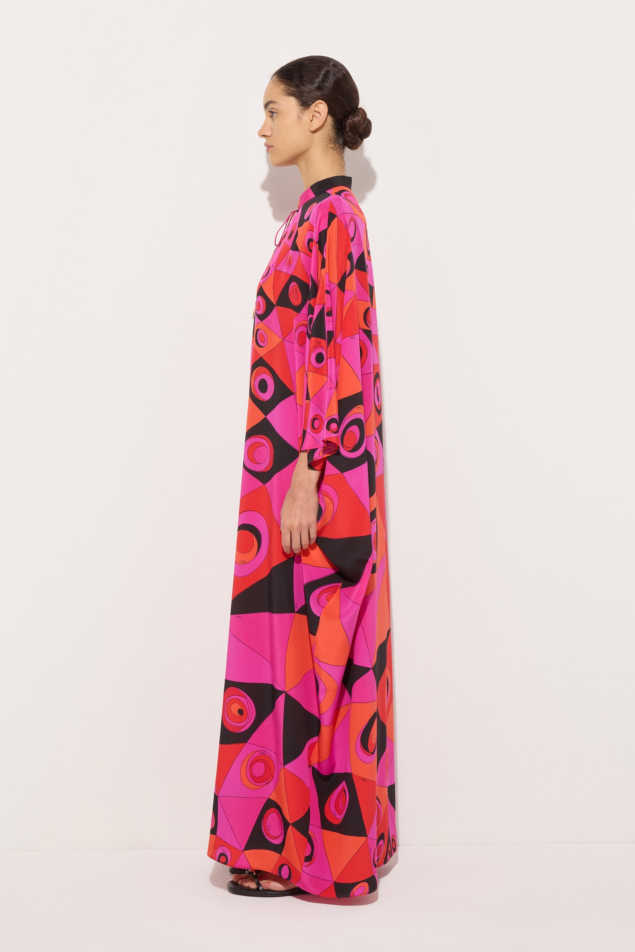 Emilio Pucci Occhi caftan soie fuchsia noir