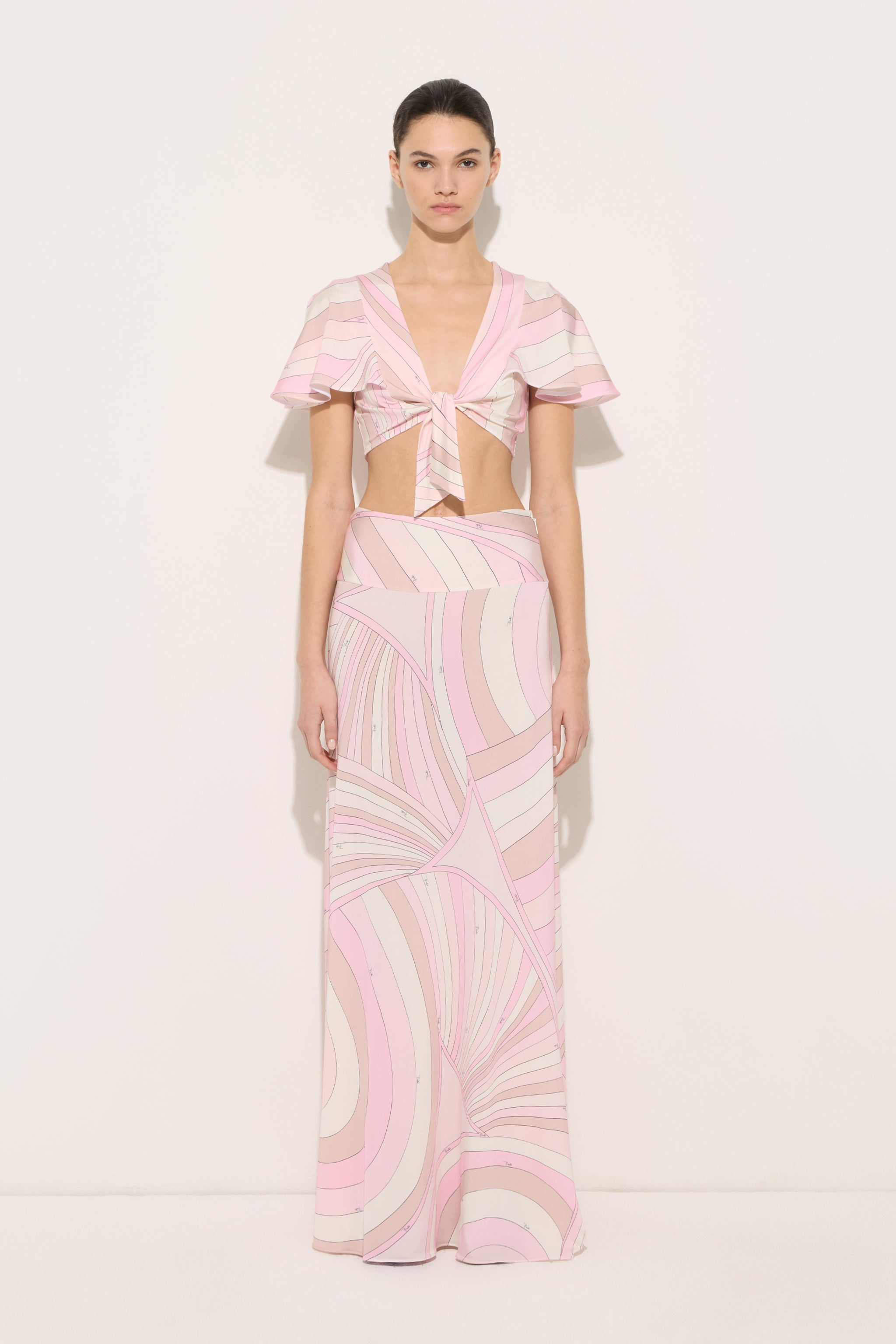 Emilio Pucci Iride top satin rose nude noeud 38-48