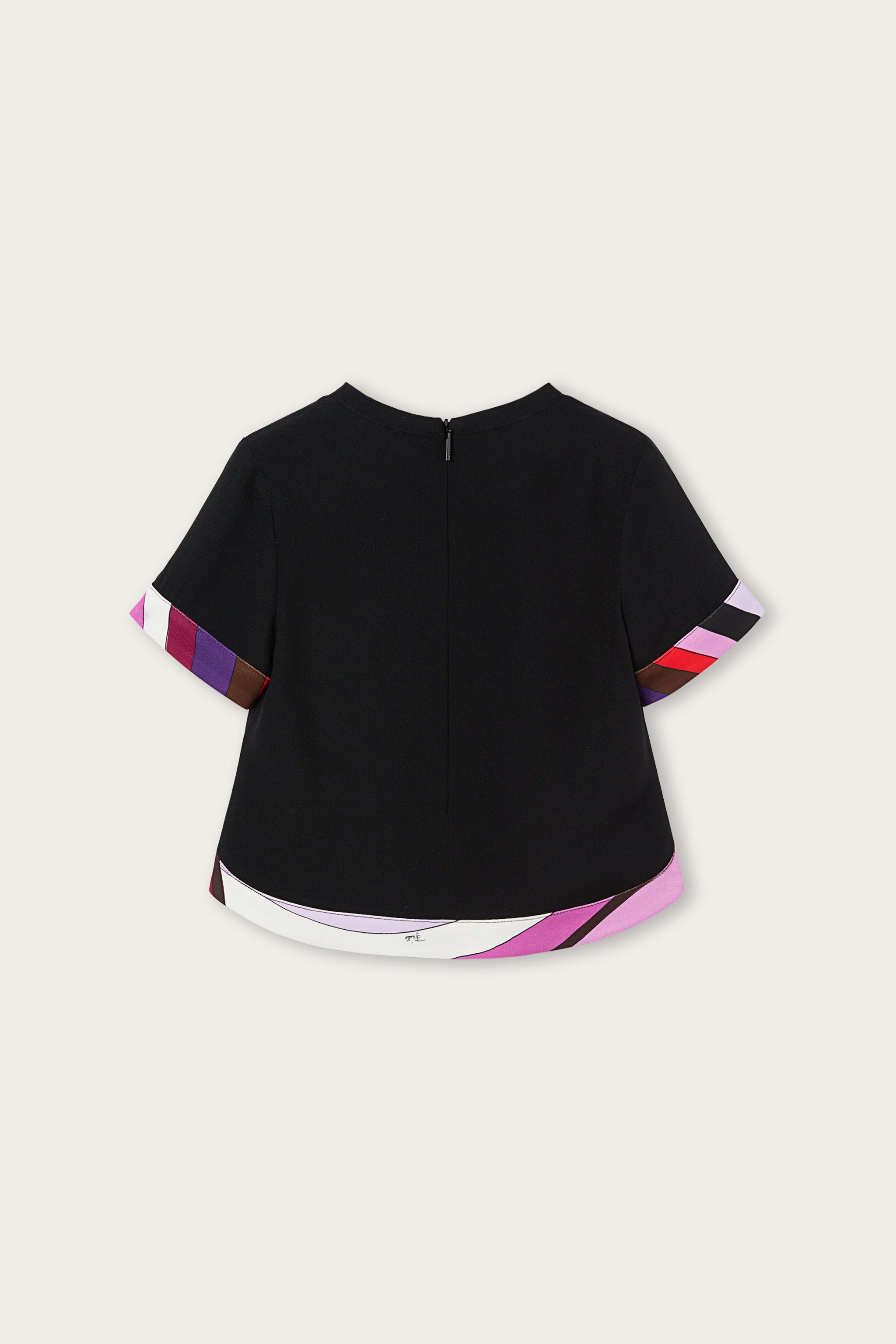 Emilio Pucci Top Noir Fille Cady Bords Imprimés