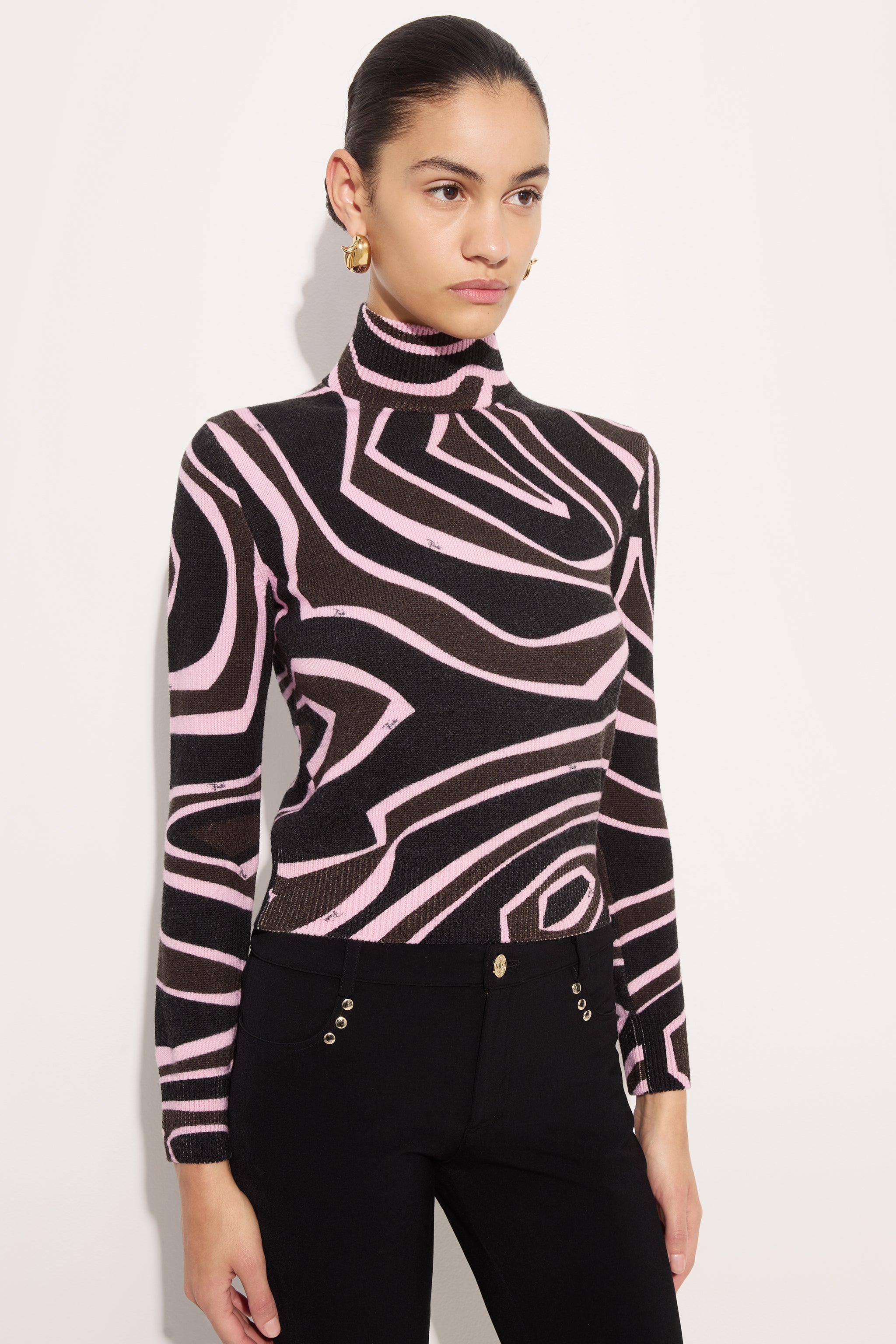 Emilio Pucci Knitwear Maglio pull col roulé kaki laine