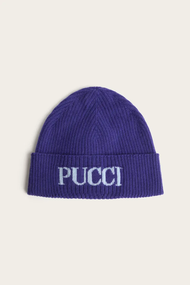 Emilio Pucci Berretto Logo bonnet violet laine cachemire