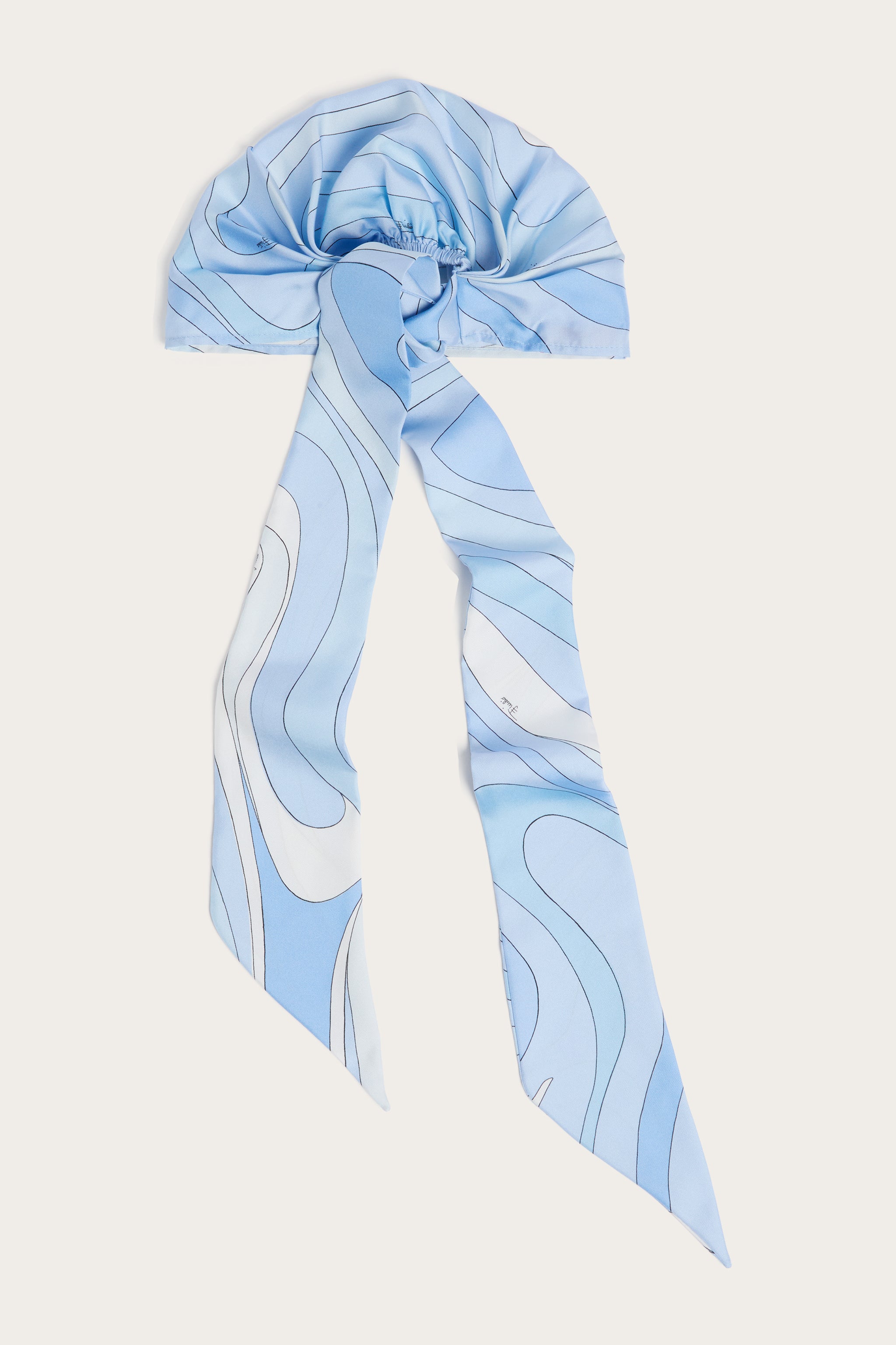 Emilio Pucci chapeau bandana soie bleu imprimé marbre