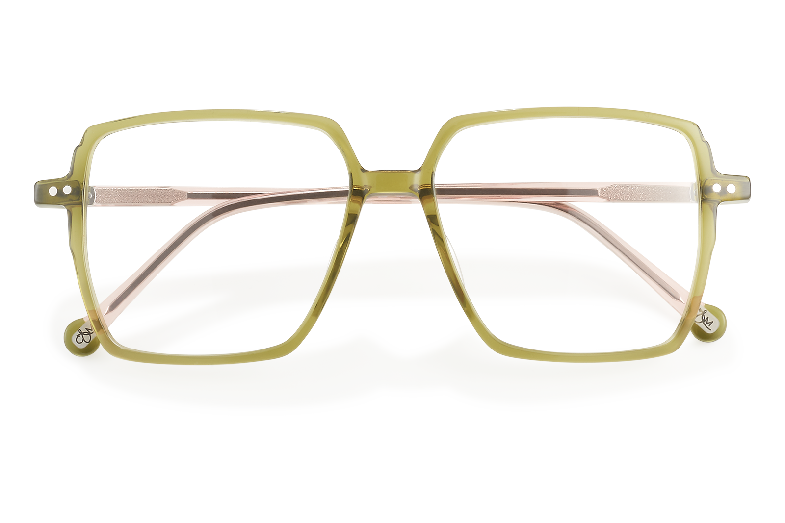 Clémence & Margaux La Nude lunettes de vue Nude & Vert carré