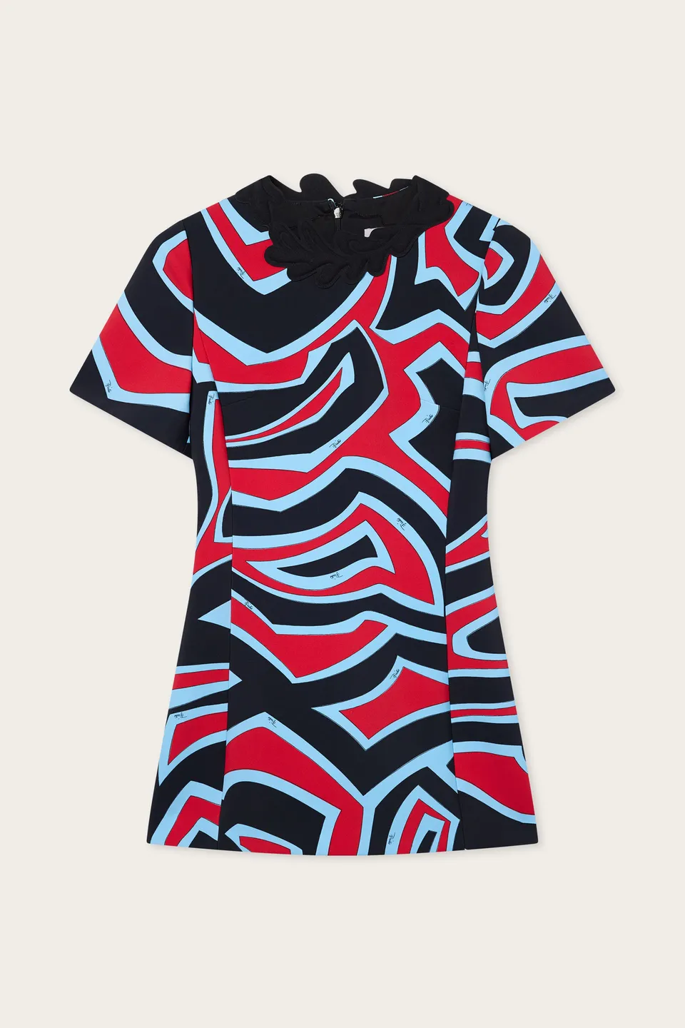 Emilio Pucci Labirinto robe courte rouge bleu 38 cady