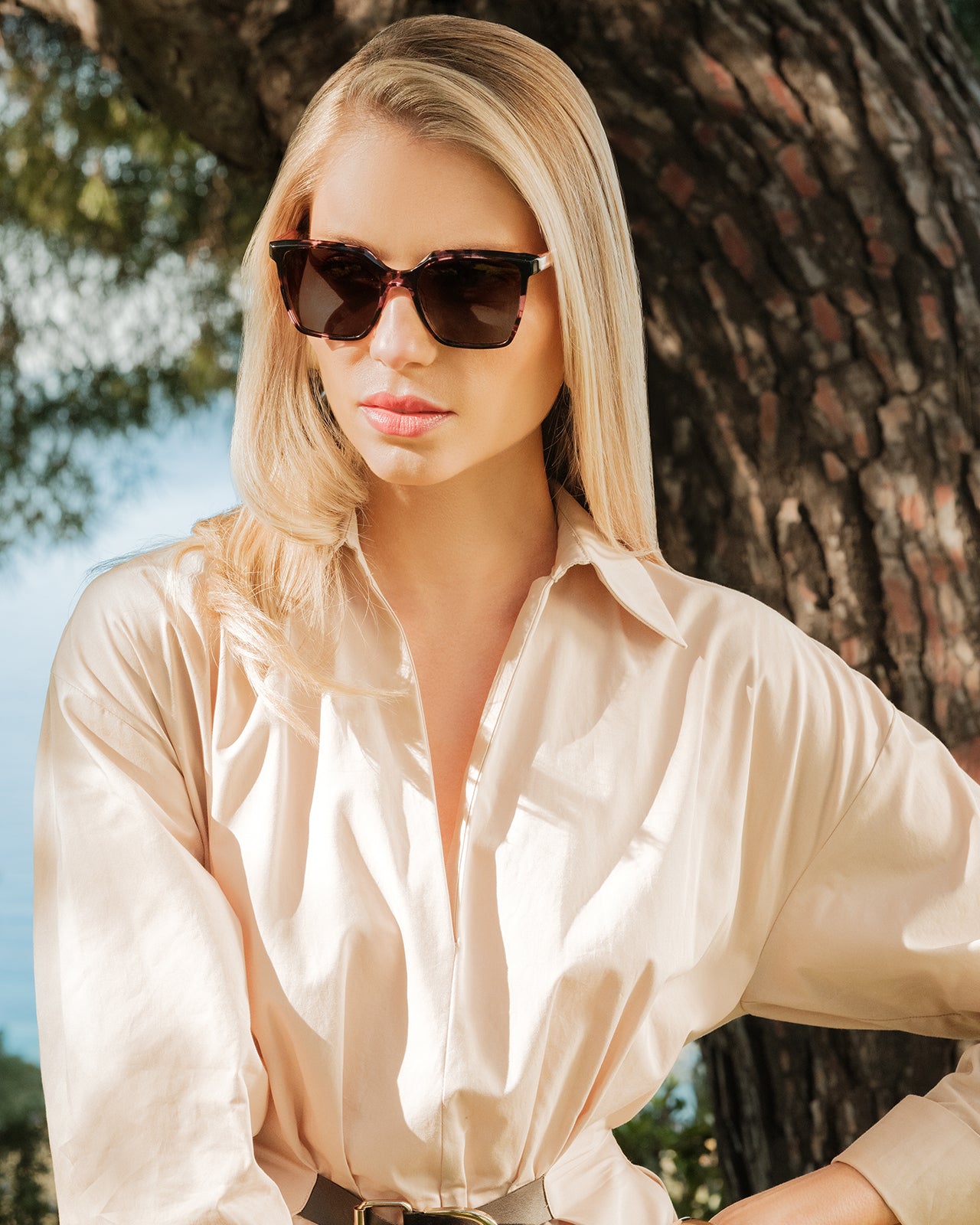 Clémence & Margaux La Villa Turquoise lunettes de soleil écaille claire polarisé