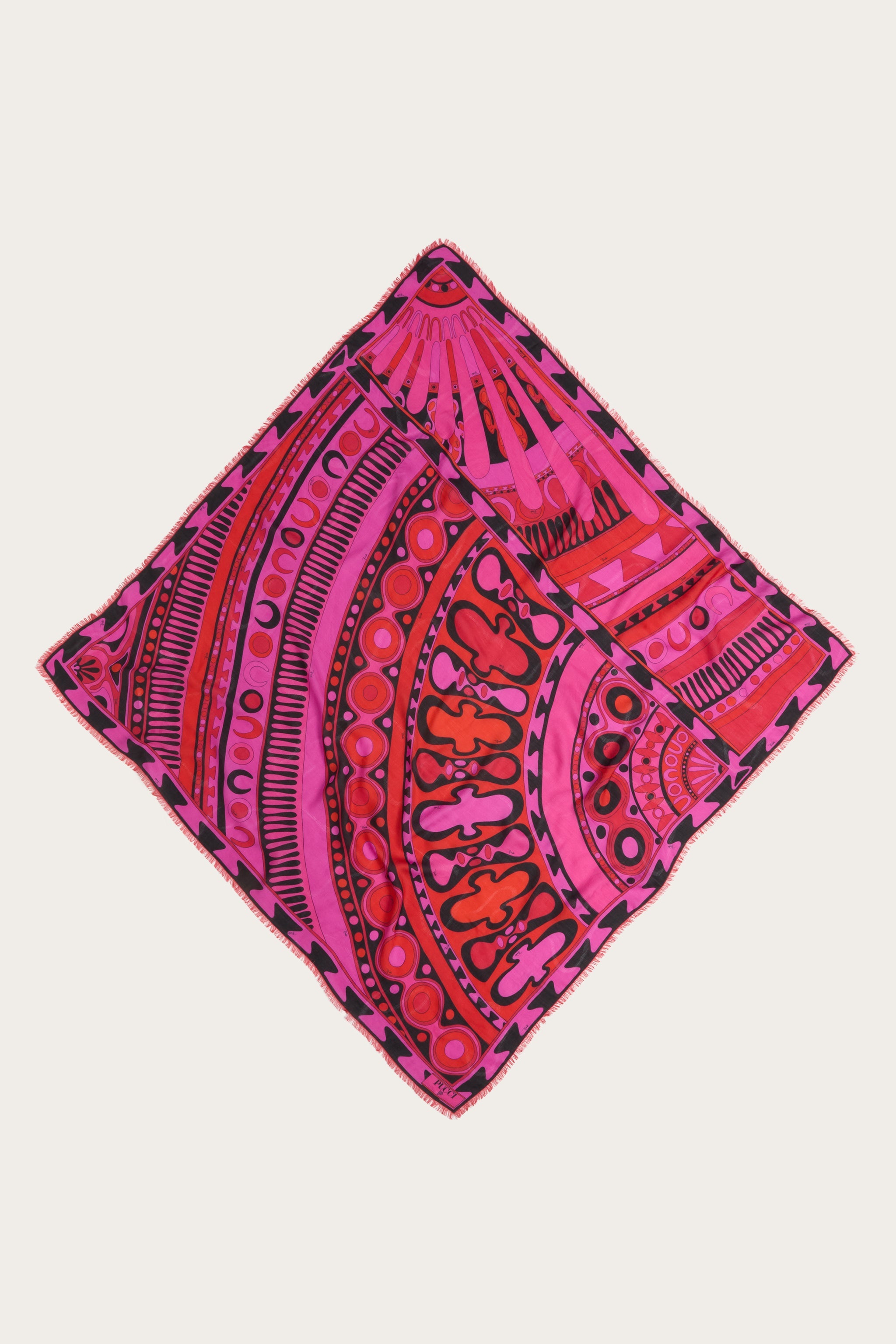 Emilio Pucci Silks 6HGB706HC252 pashmina laine soie fuchsia