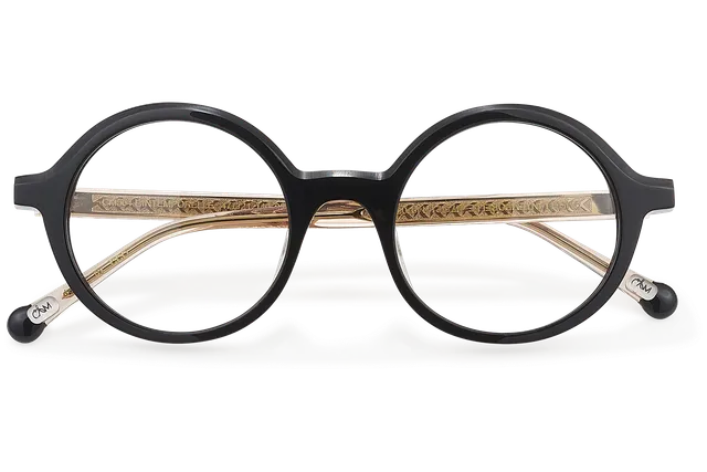 Clémence & Margaux L'Intemporelle lunettes de vue Noir & Doré femme ronde