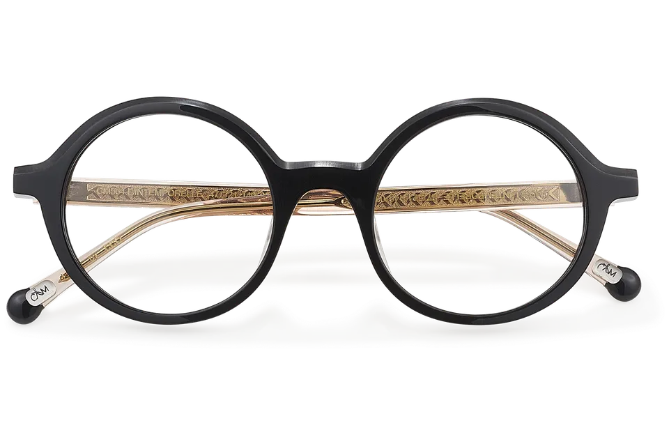Clémence & Margaux L'Intemporelle lunettes de vue Noir & Doré femme ronde