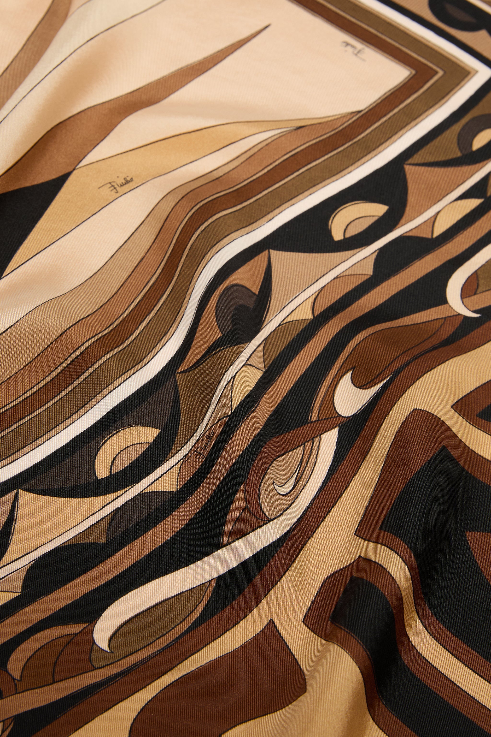 Emilio Pucci SILKS stola sfrangiata foulard soie noir or