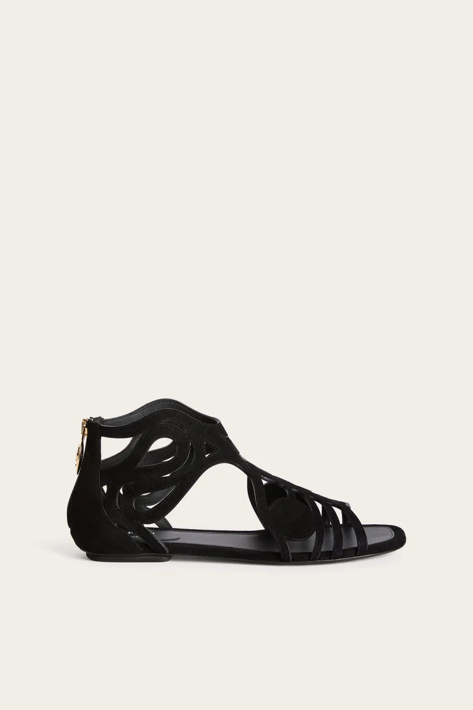 Emilio Pucci Gladiatore Sandales Plates Noir Daim