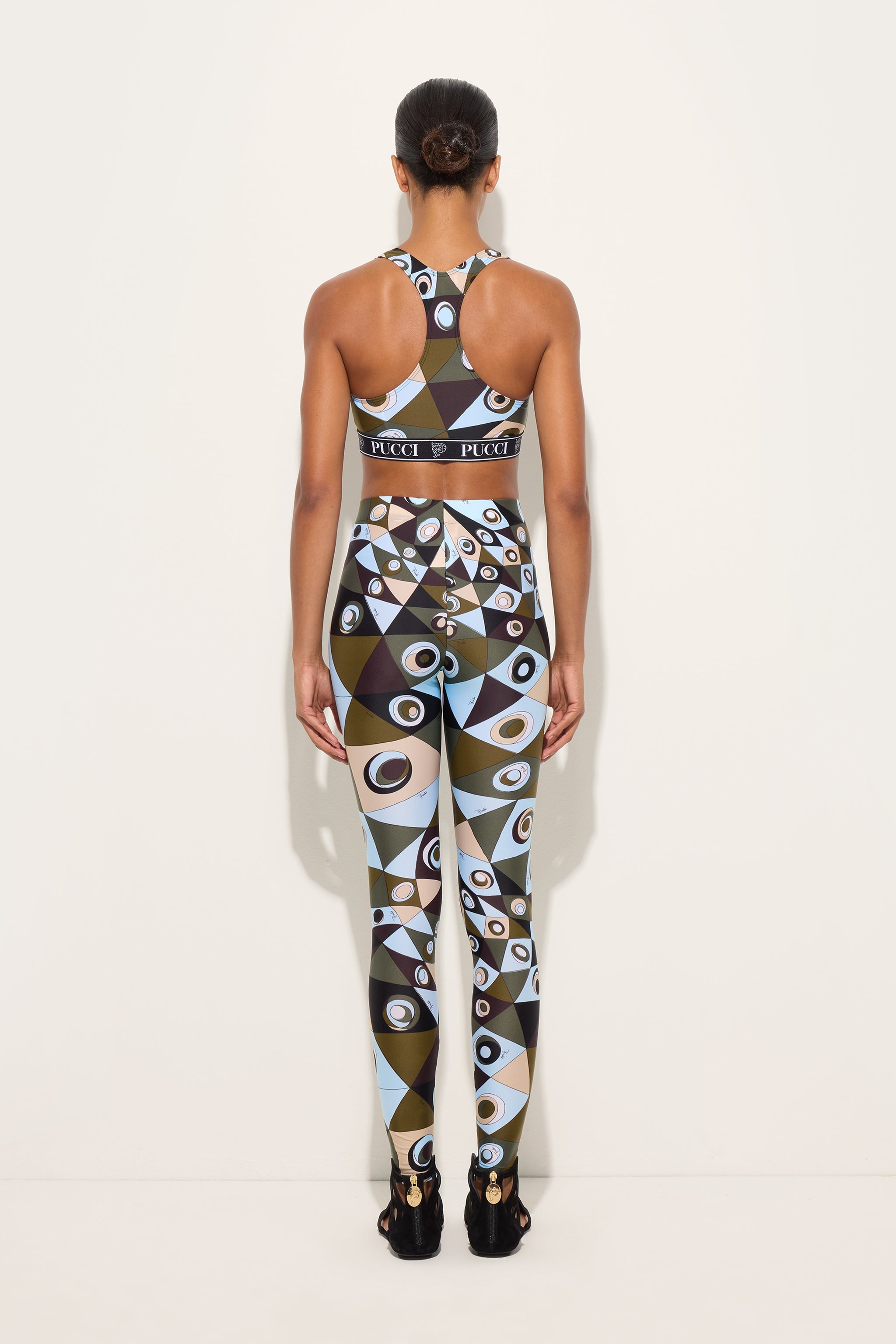 Emilio Pucci Occhi leggings kaki bleu taille S lycra