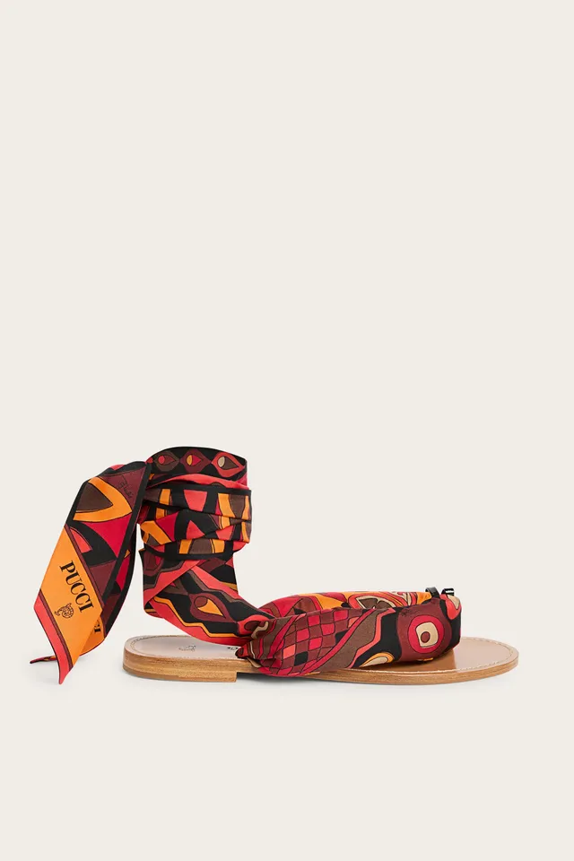 Emilio Pucci Shoes sandales Foulard orange cuir