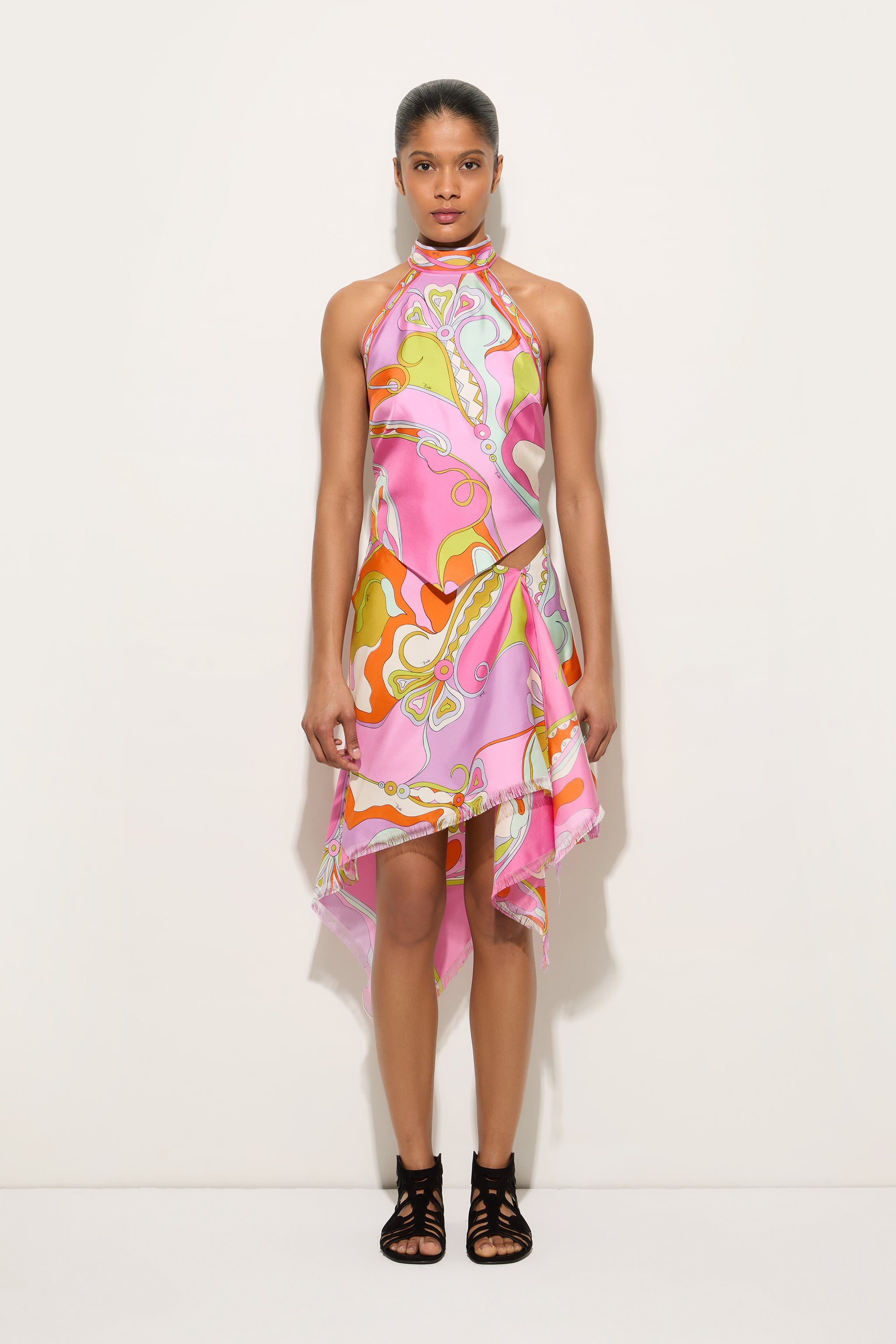 Emilio Pucci Orchidee Top Soie Multicolore