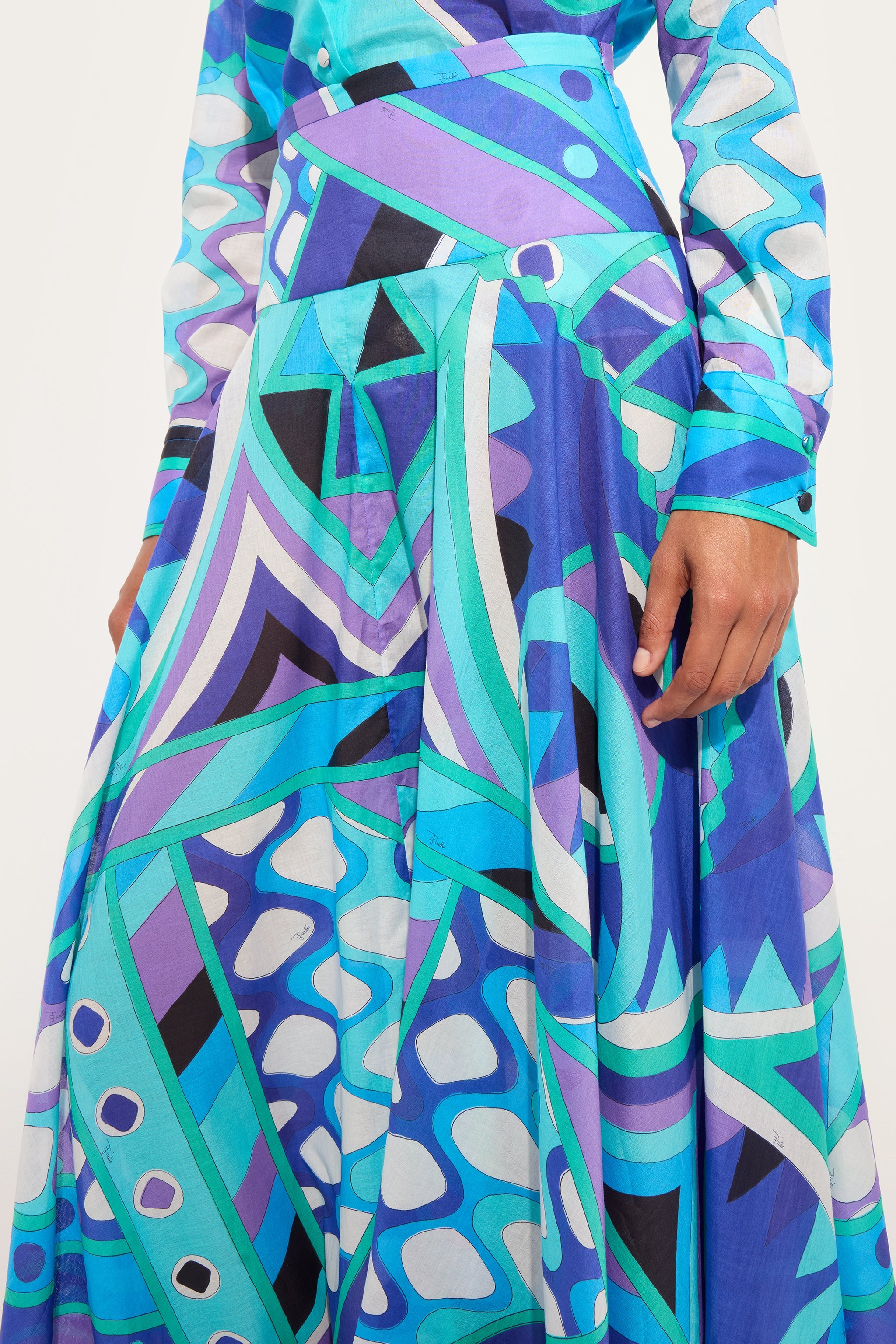 Emilio Pucci Vivara jupe coton turquoise bleu