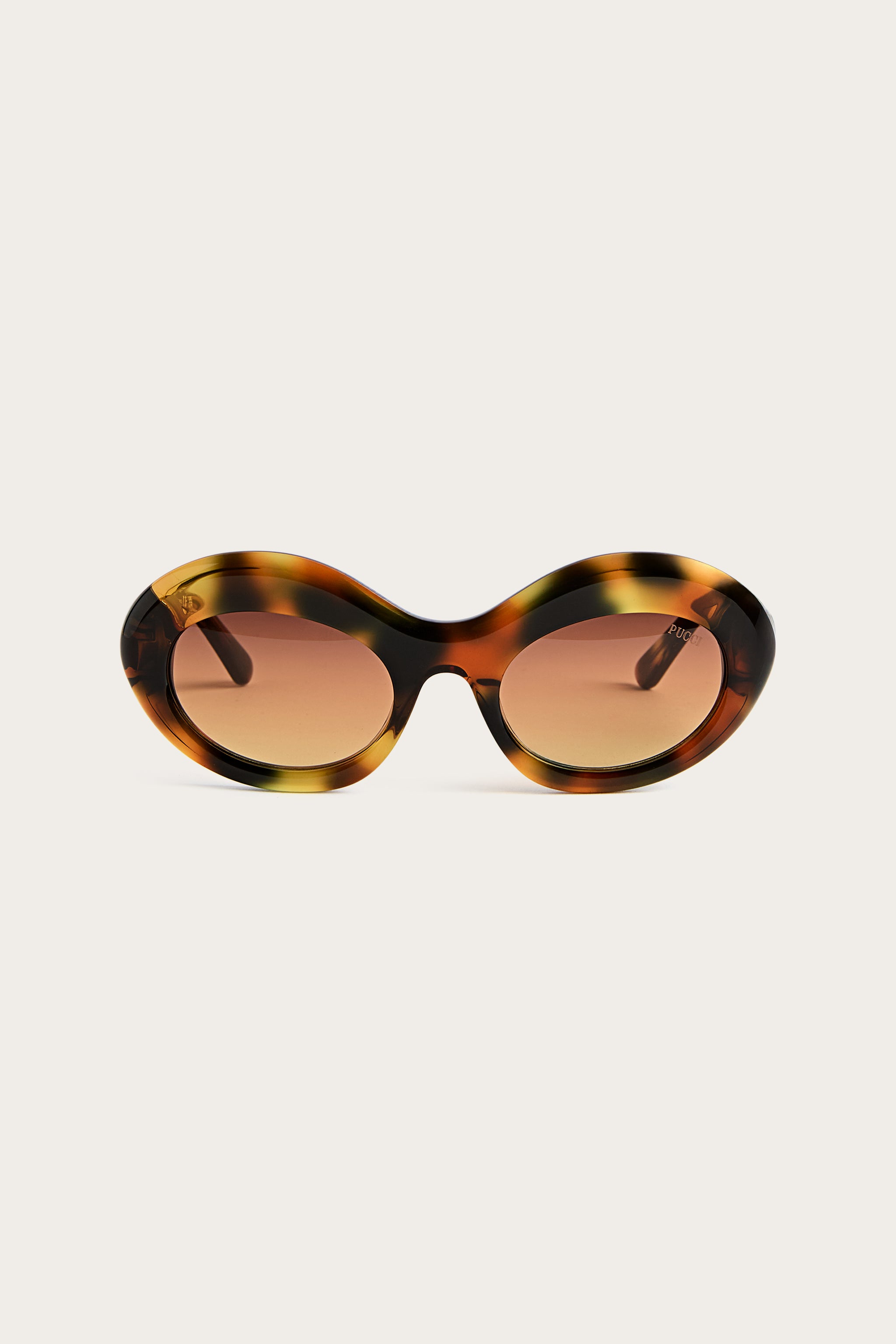 Emilio Pucci Ovali lunettes de soleil havana marron