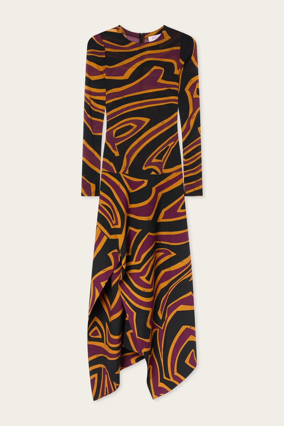 Emilio Pucci Robe Labirinto jersey Bordeaux Gold longue 38