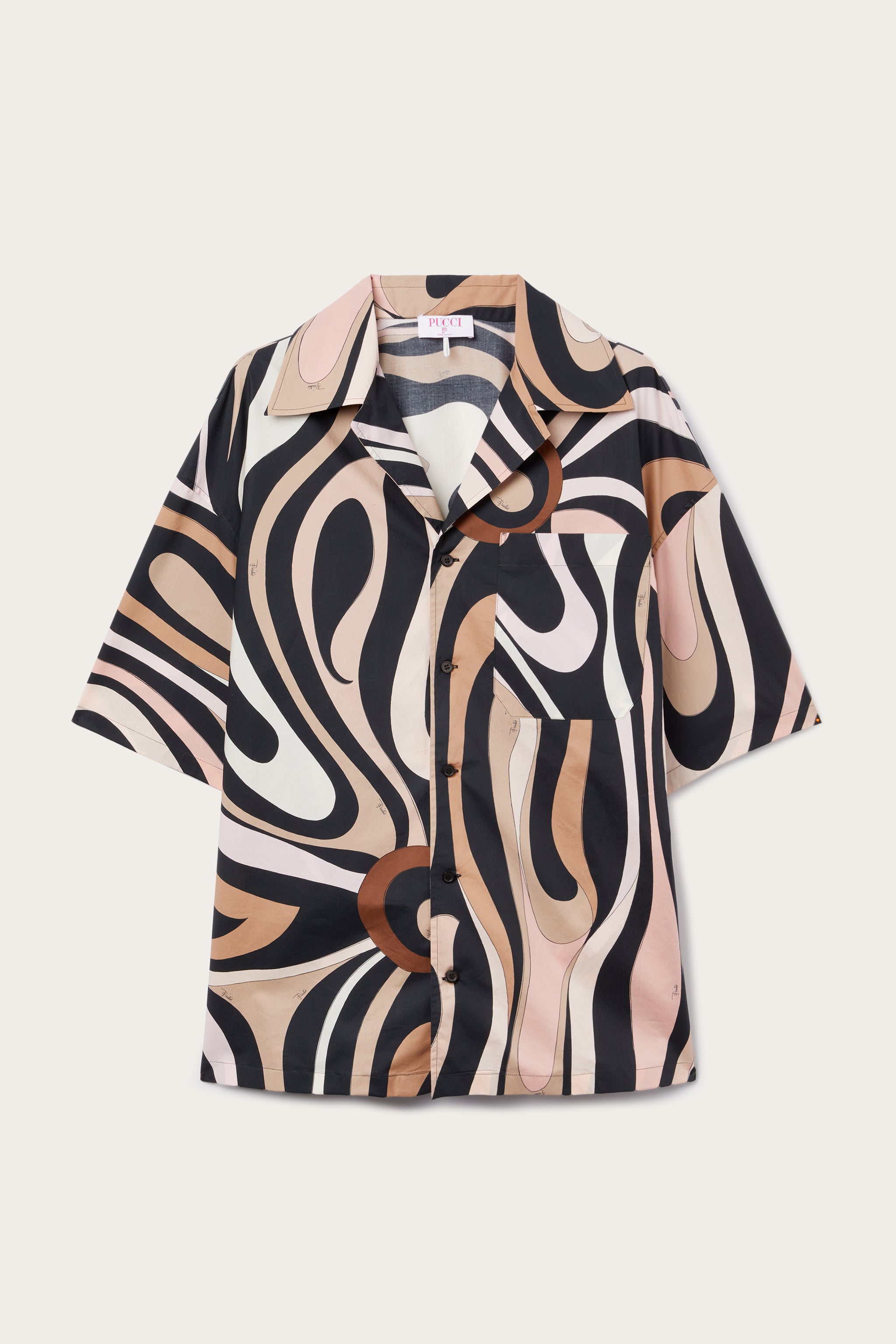 Emilio Pucci chemise bowling coton noir nude S Marmo