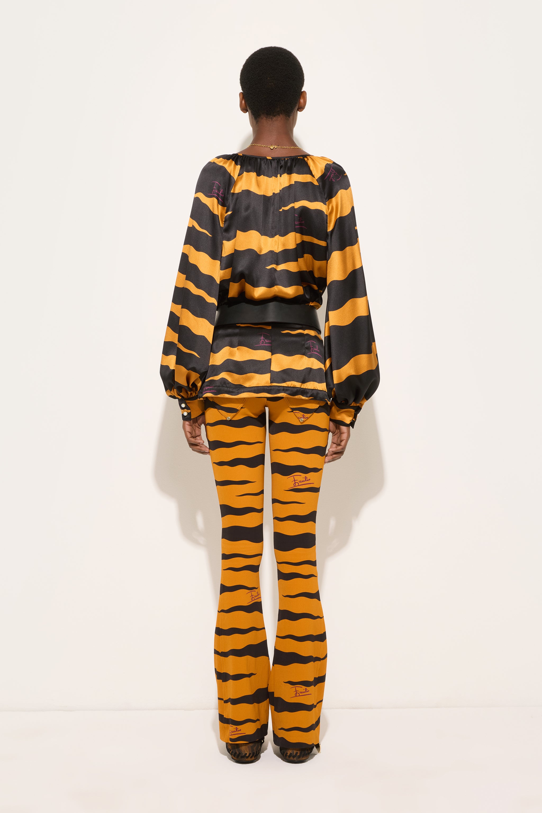 Emilio Pucci Fiamme pantalon bootcut noir or polyamide