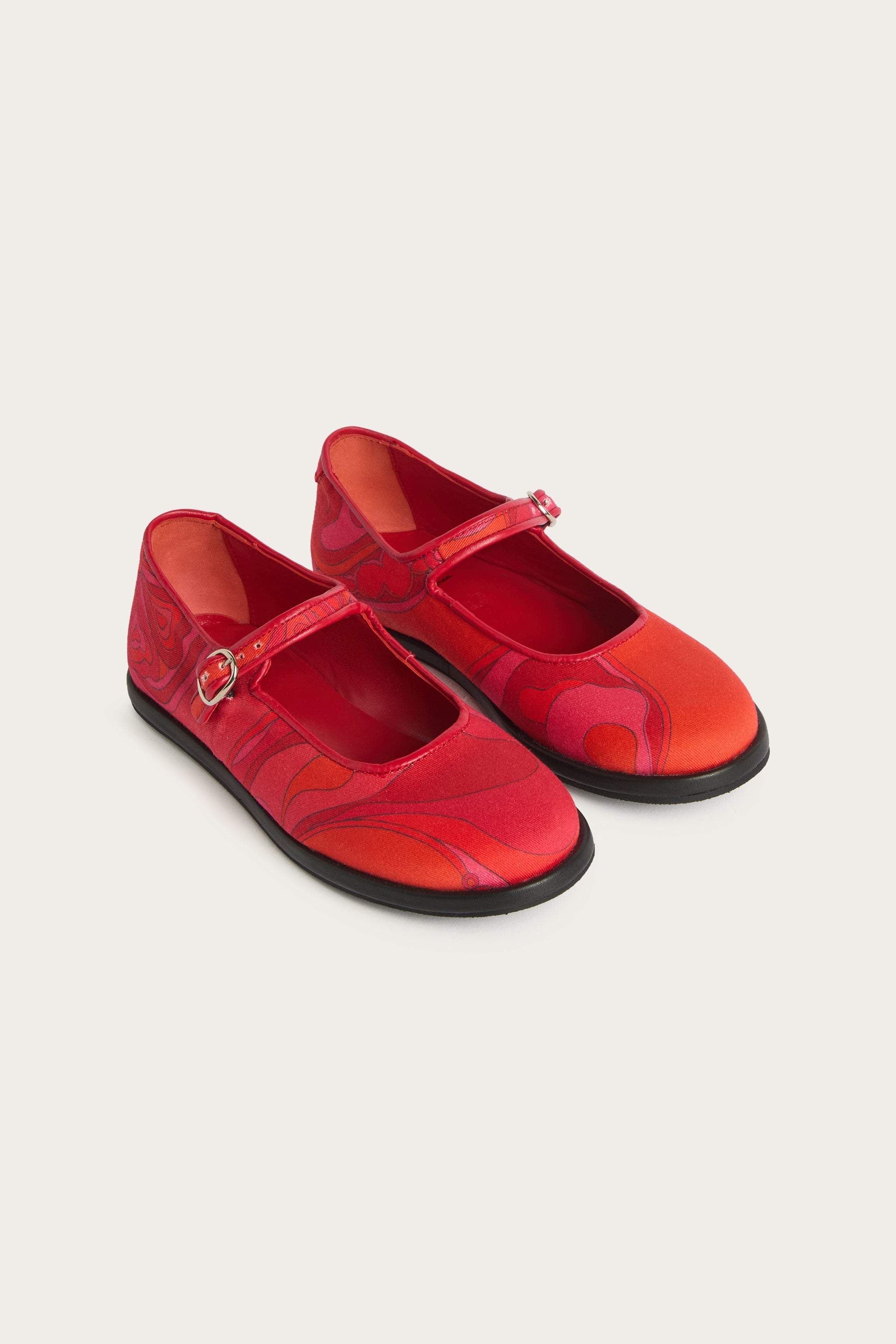 Emilio Pucci ballerines coton rouge imprimé orchidée fille
