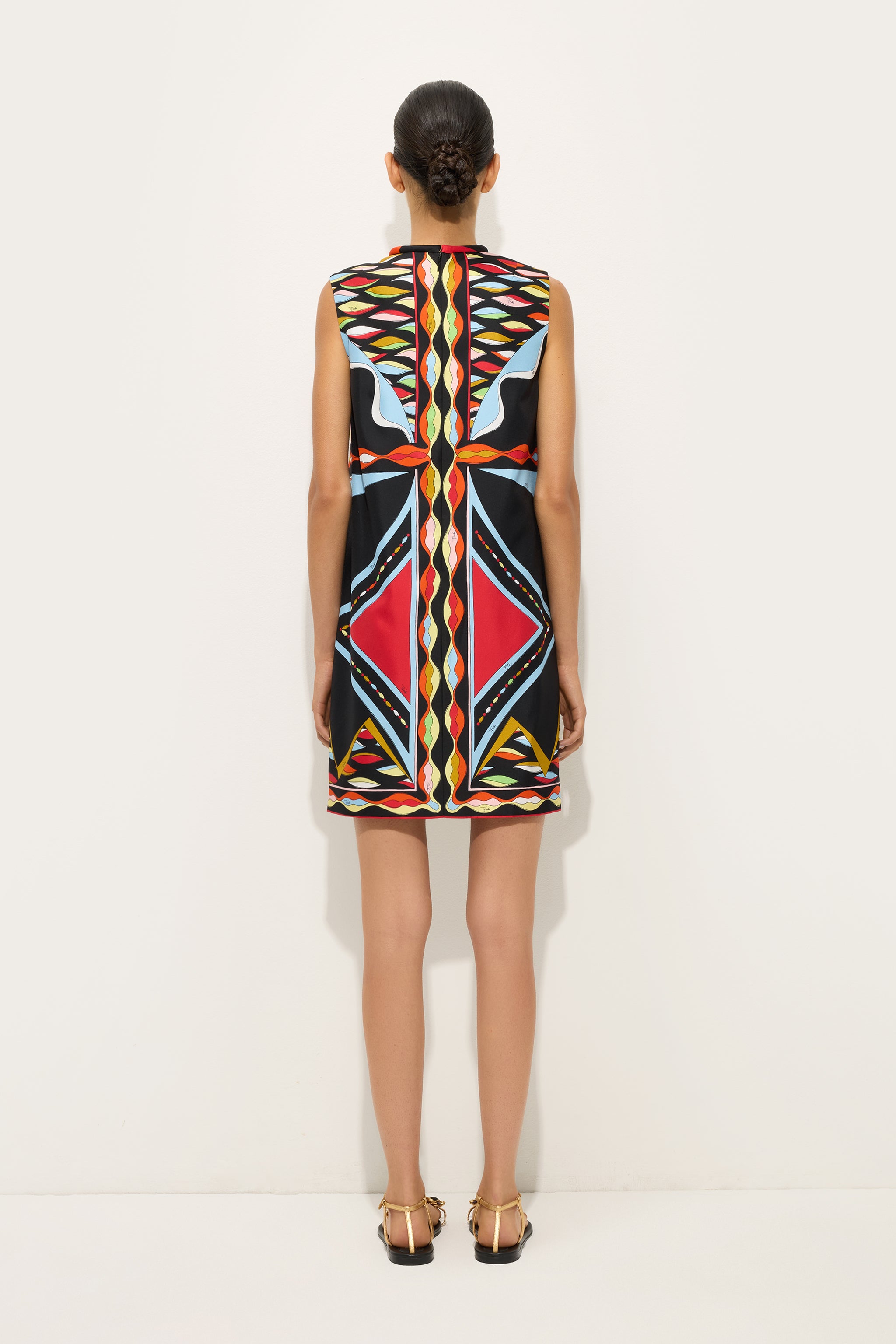 Emilio Pucci Dresses Dune Robe Soie Red/Blue Mini Sans Manche