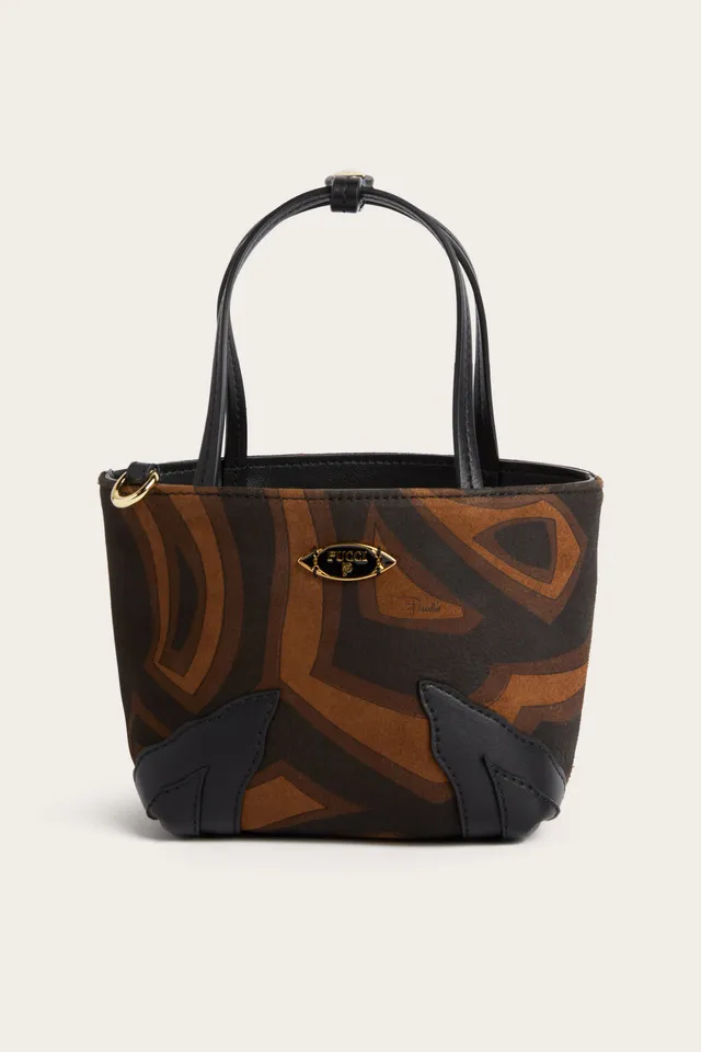 Emilio Pucci Palio mini tote noir or suède labyrinthe