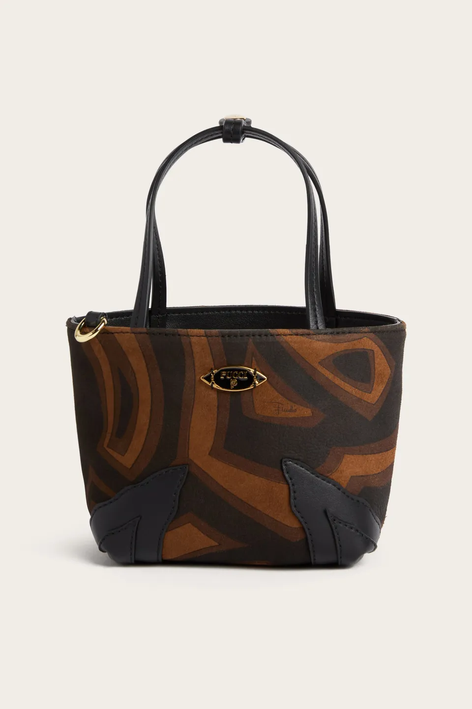 Emilio Pucci Palio mini tote noir or suède labyrinthe